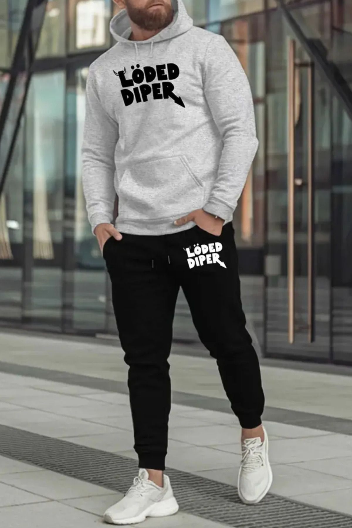 Wish BF Loded Diper Erkek Kapüşonlu Sweatshirt ve Jogger Takımı