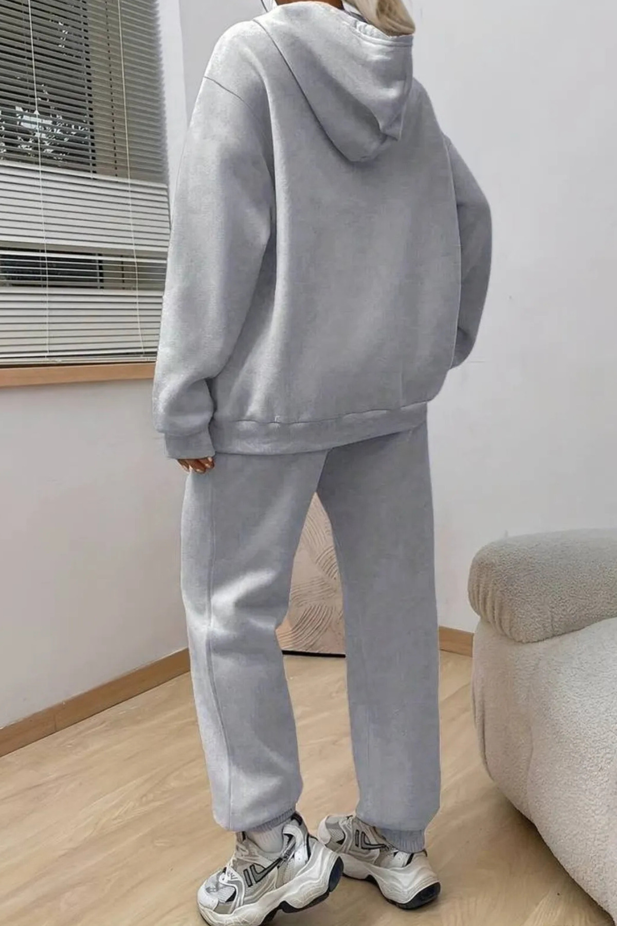 UNISEX Gri Wild Child Baskılı Kapşonlu 2 İplik Sweat Jogger Takım — خاکستری mah-paggos-Unisex2-buyuk-takim-1 — تصویر 2 از 2