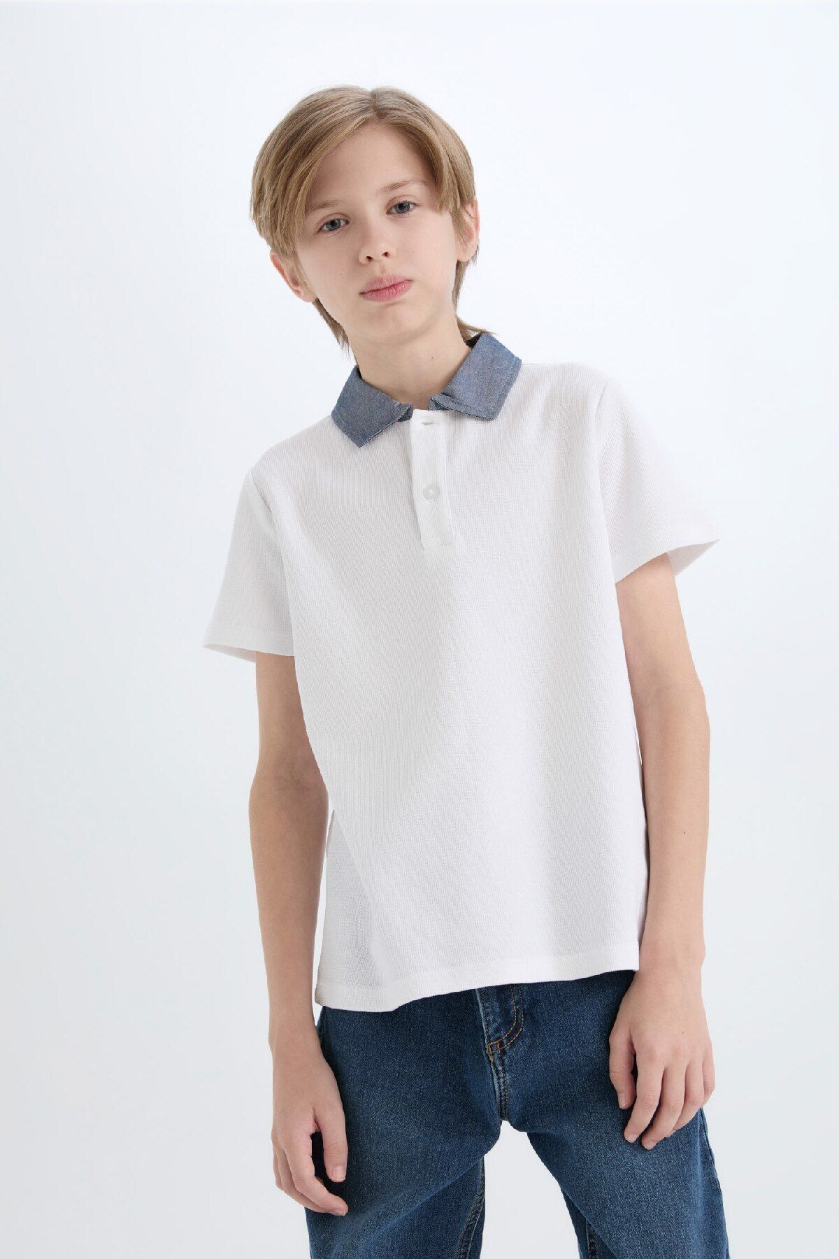 DeFacto-Boy's Basic Plain Short Sleeve Polo T-Shirt D9254A825Sm 1