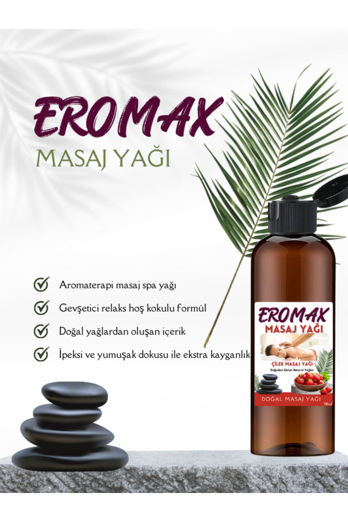 Eromax Kurutmayan Kayganlaştırıcı Ve Gevşetici Masaj Yağı Çilek Aromalı 100 Ml Cinsel Zevklere Uyumlu Yağ