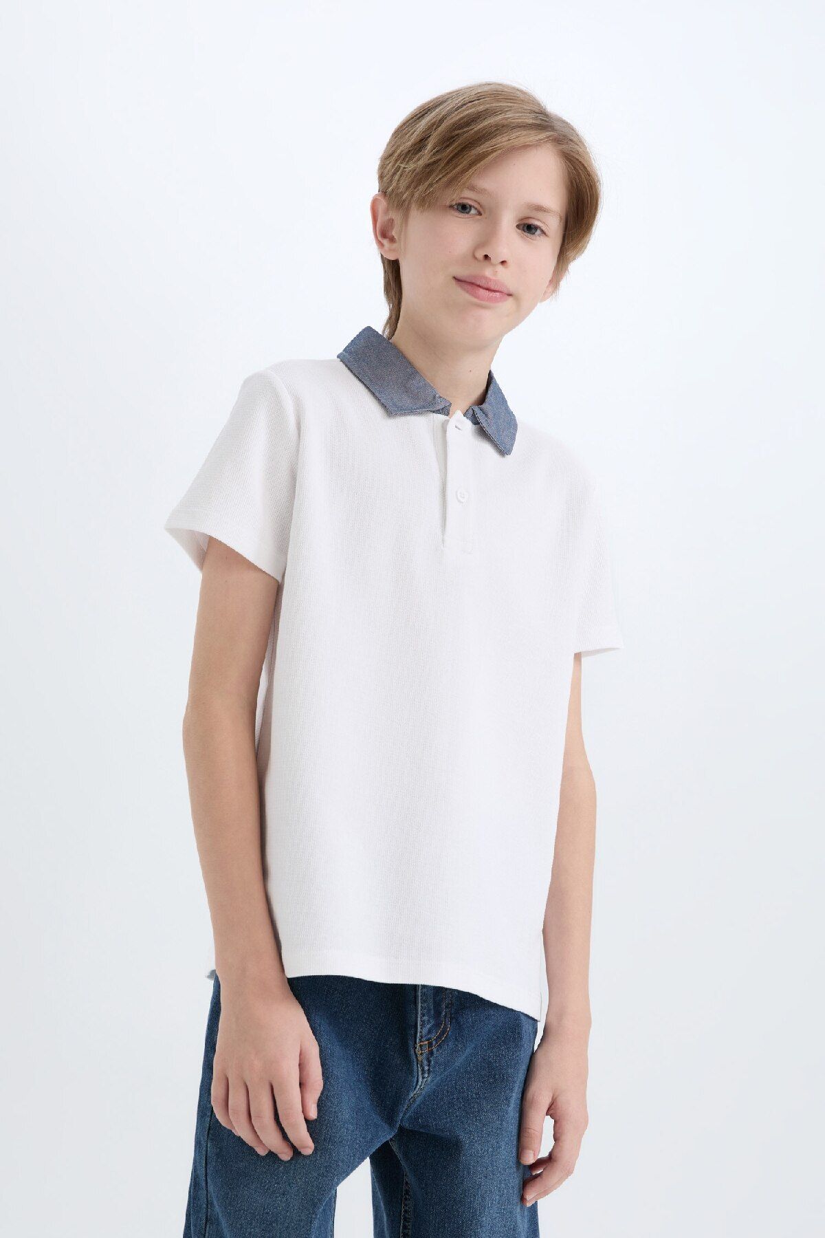 DeFacto-Boy's Basic Plain Short Sleeve Polo T-Shirt D9254A825Sm 3