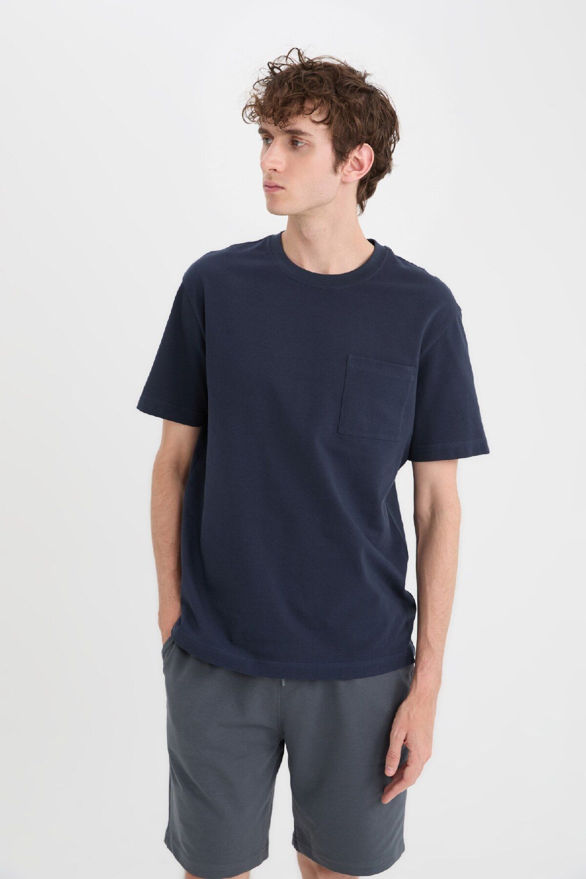 DeFacto-Crew Neck Short Sleeve Basic Pique T-Shirt - New Regular Fit D7931Ax25Sp 3