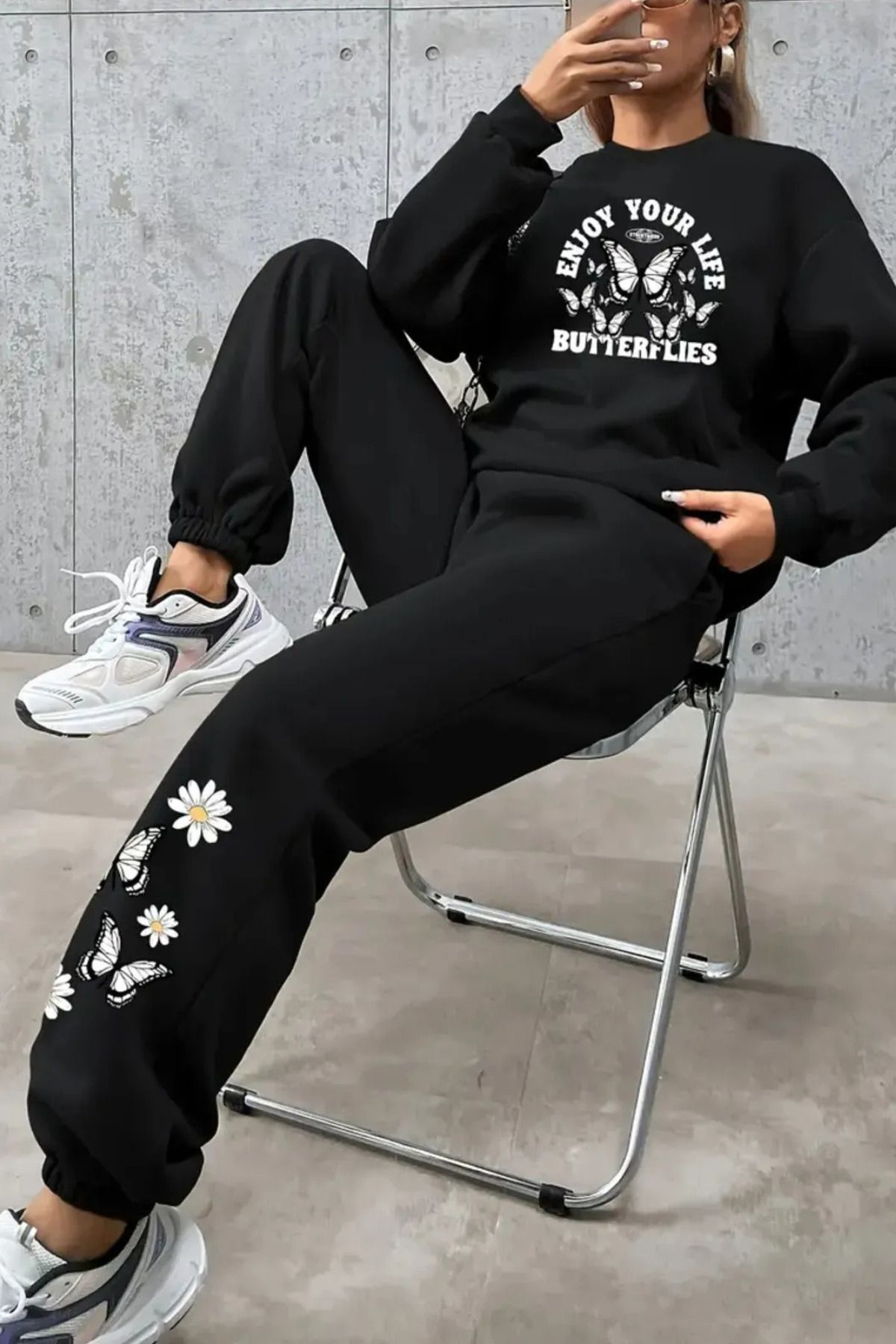 Wish BF Sonbahar Kış Kadın Sweatshirt & Jogger Takımı