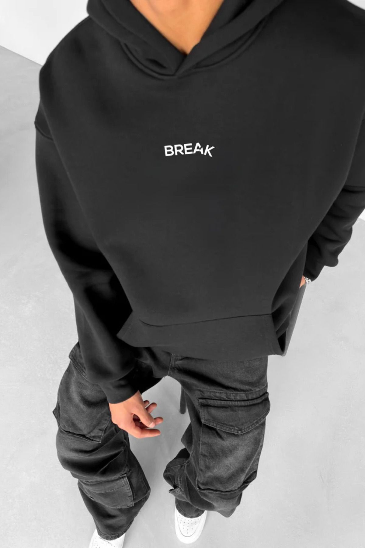 FECCY Pamuklu Break Baskılı Kapüşonlu Sweatshirt Hoodie