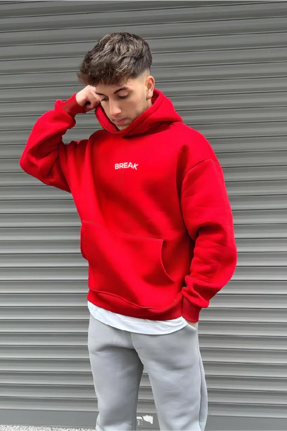 FECCY Pamuklu Break Baskılı Kapüşonlu Sweatshirt Hoodie