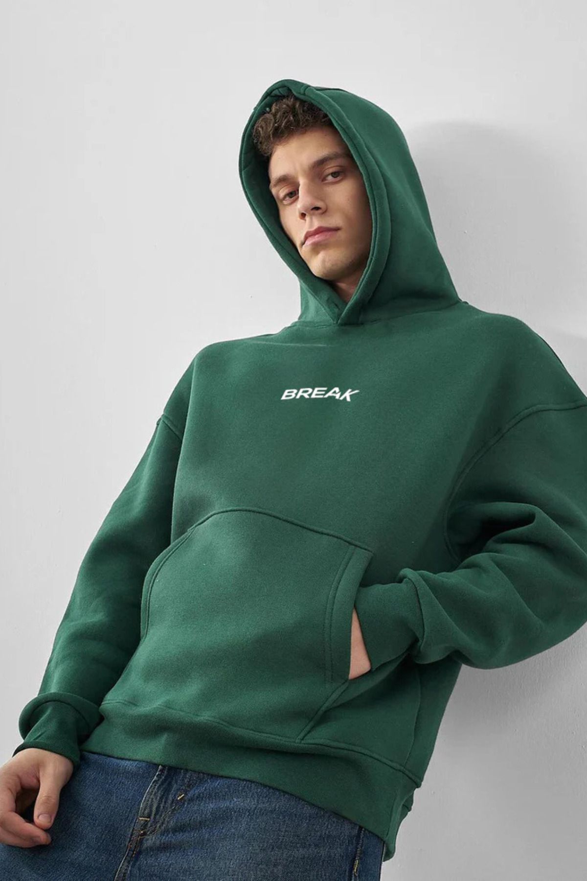 FECCY Pamuklu Break Baskılı Kapüşonlu Sweatshirt Hoodie