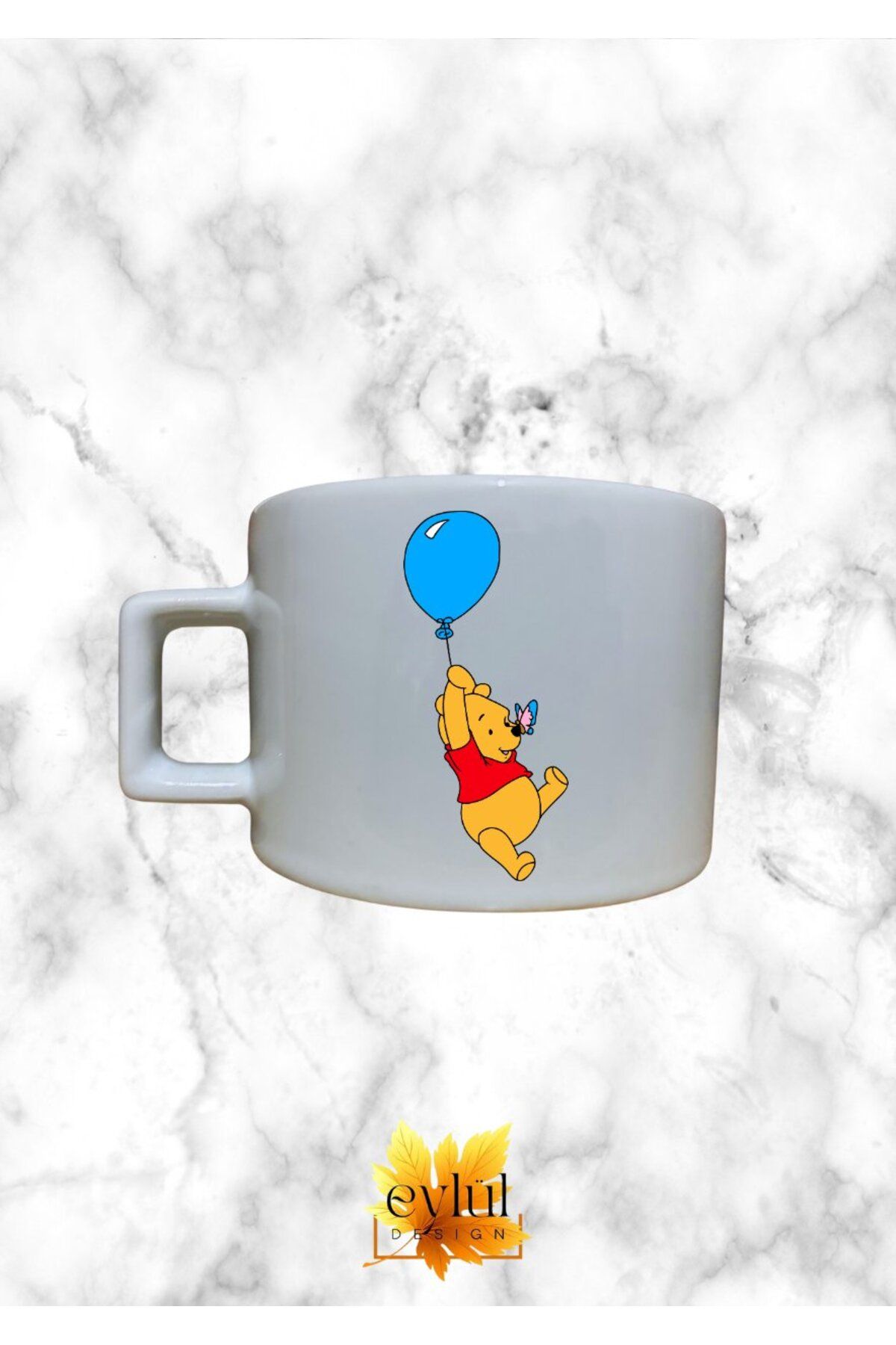 Eylül Design Winnie The Pooh Temalı Sevimli Özel Tasarım Baskılı Kupa Bardak Espresso Türk Kahvesi Bardağı