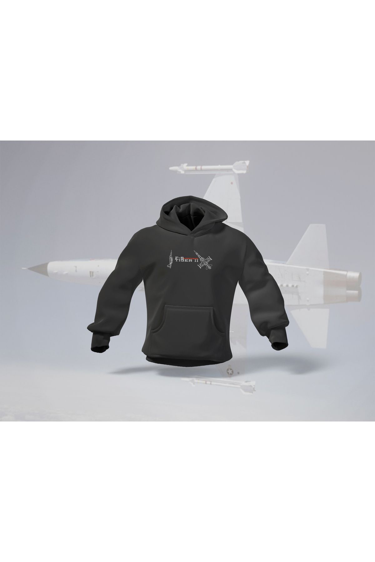 BERİLDEN F-5 Tiger Savaş Uçağı Tasarımlı Havacılık Tutkunlarına Özel Hoodie Sweatshirt