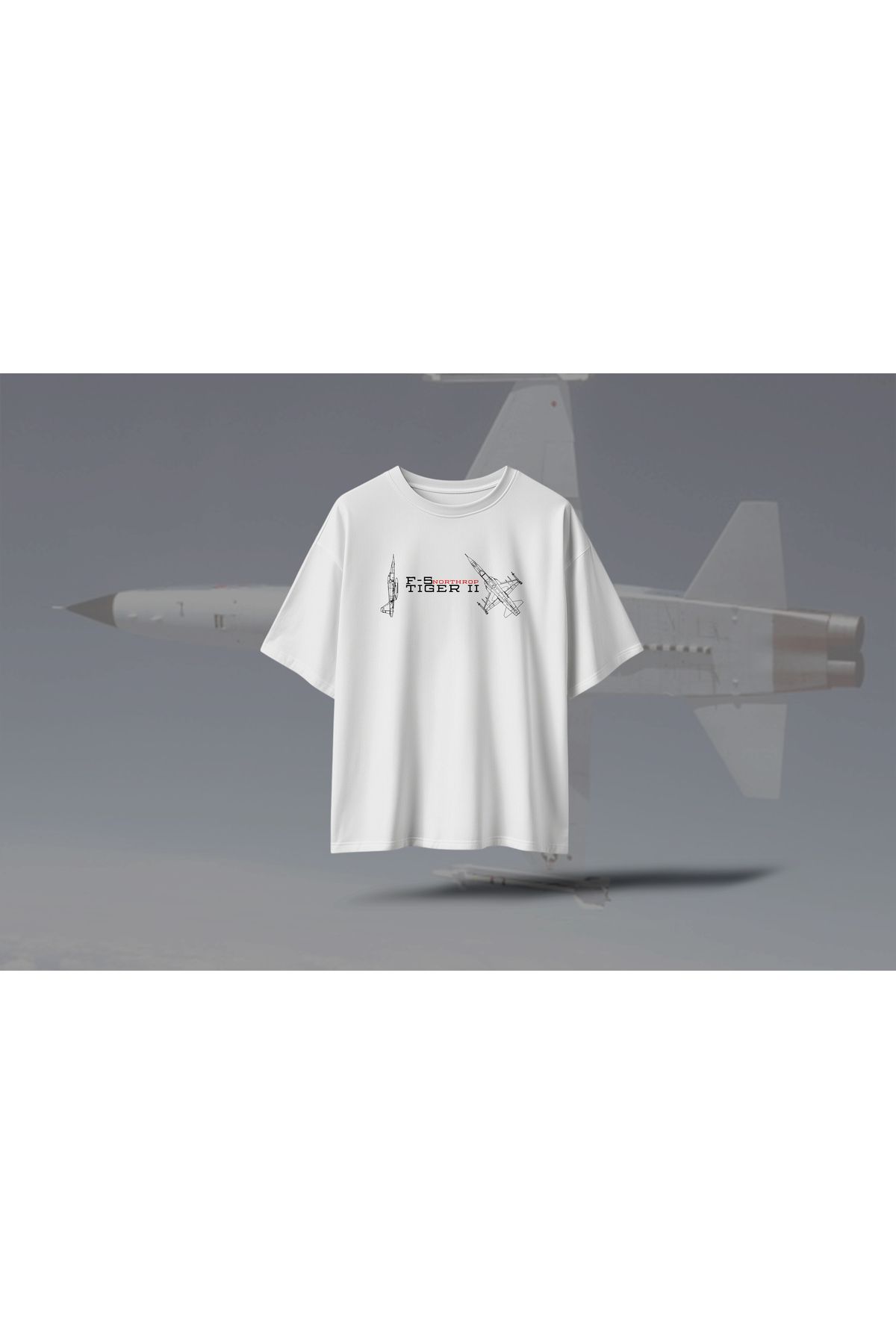 BERİLDEN F-5 Tiger Savaş Uçağı Tasarımlı Havacılık Tutkunlarına Özel T-Shirt