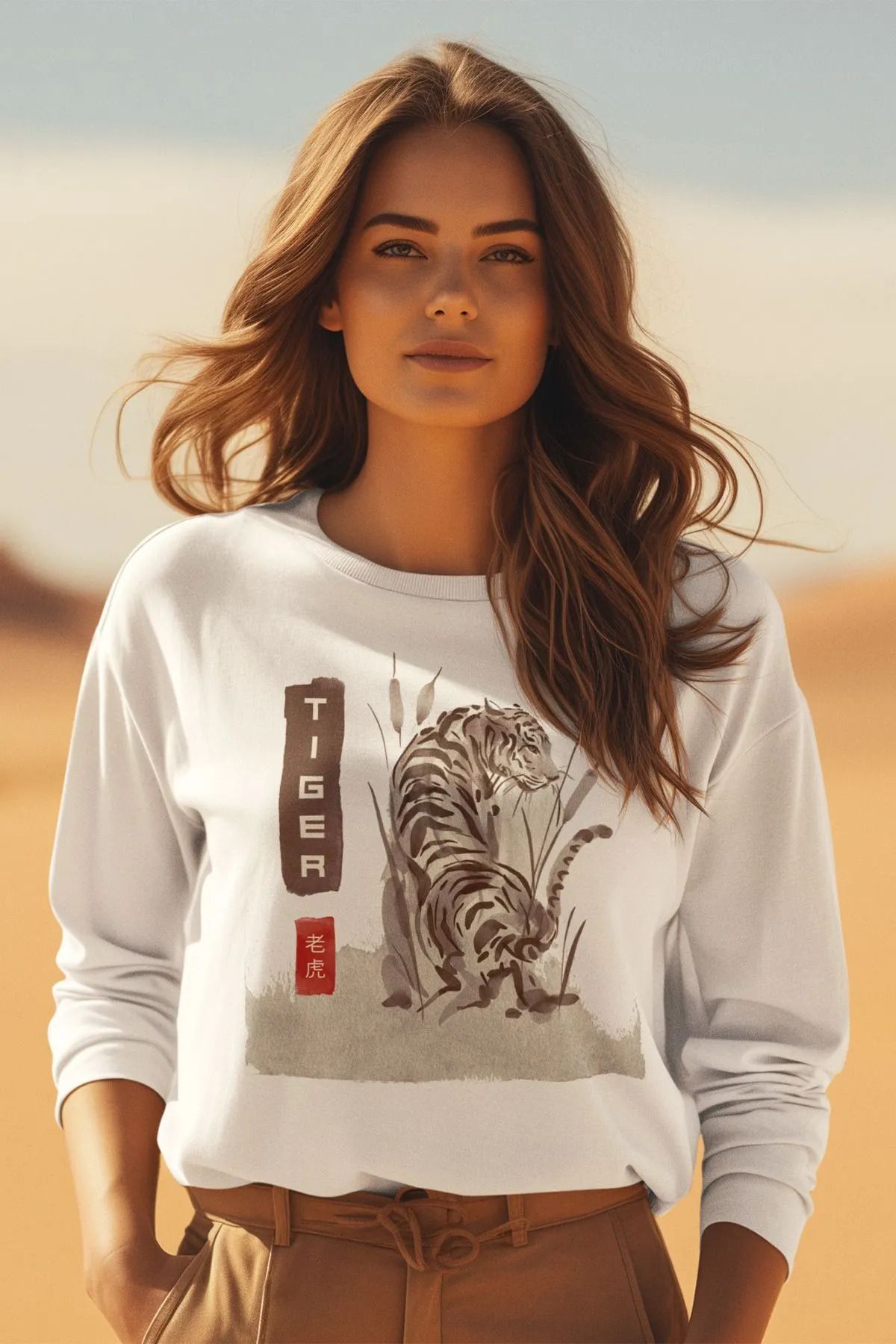 Wish BF Beyaz Baskılı Kadın Erkek Oversize Kapşonlu Sweatshirt