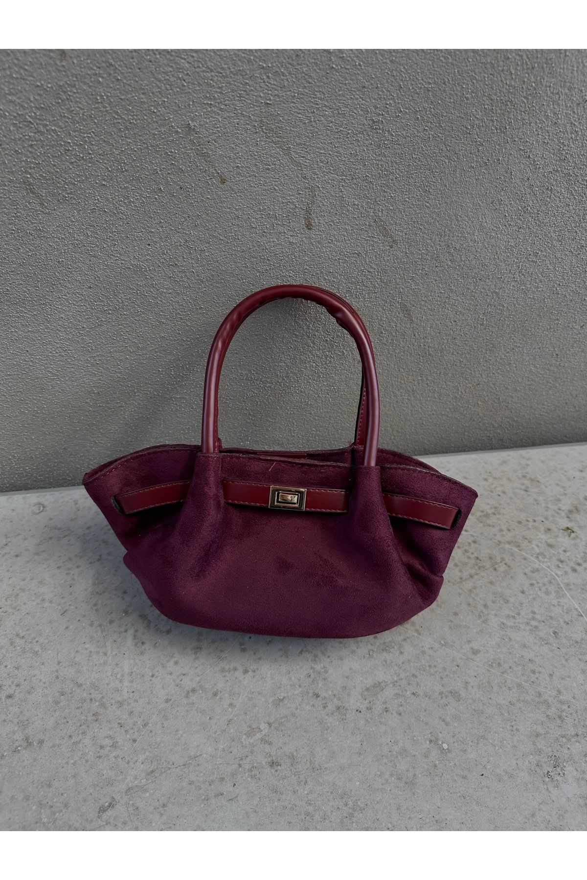 Mirova Luniva Bags Mini Velvet Lock-Kilit Detaylı Suet Kadın El ve Omuz Çantası