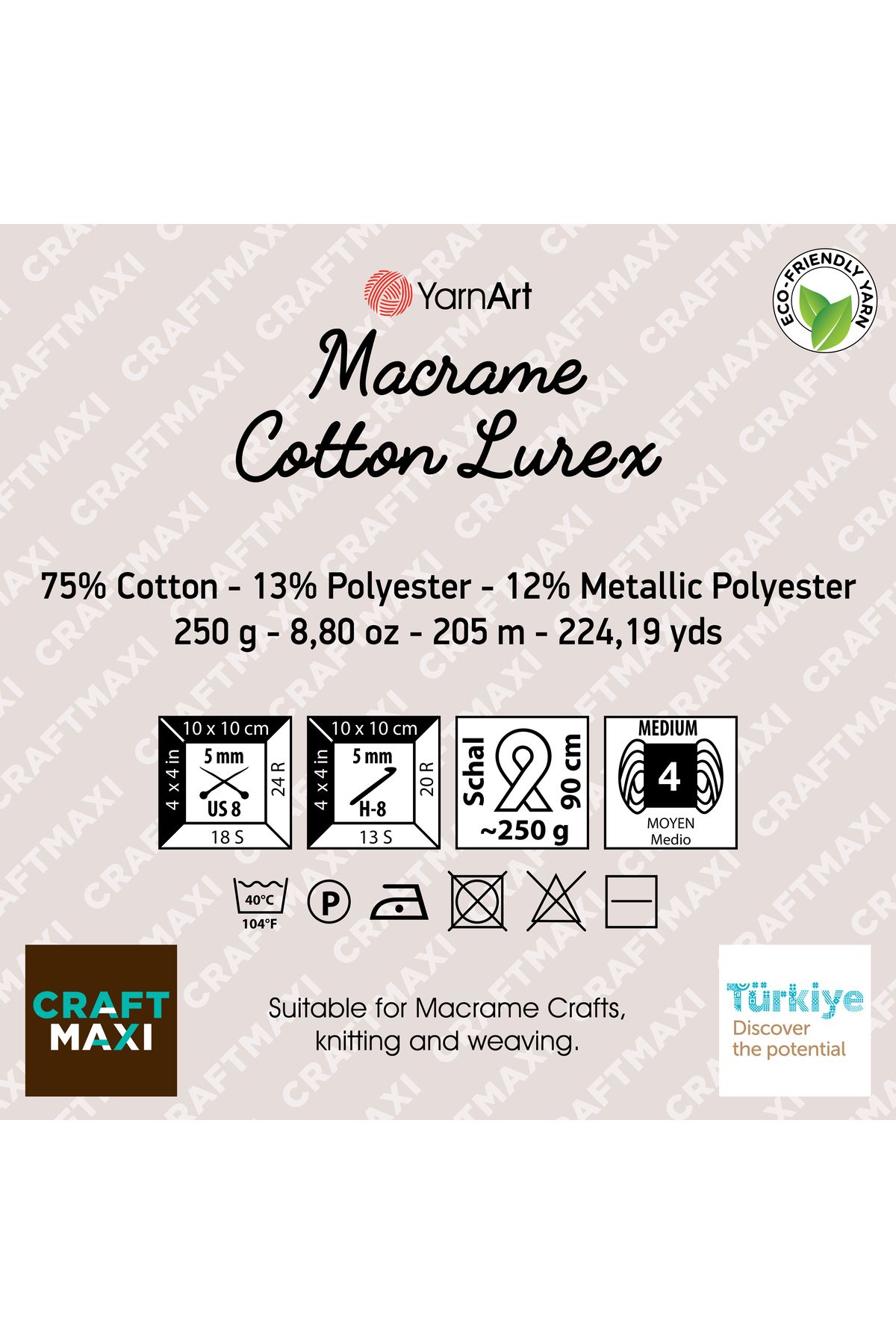 Yarnart-Macrame Cotton Lurex - Macrame cu sclipici tricotat manual alb-721 2