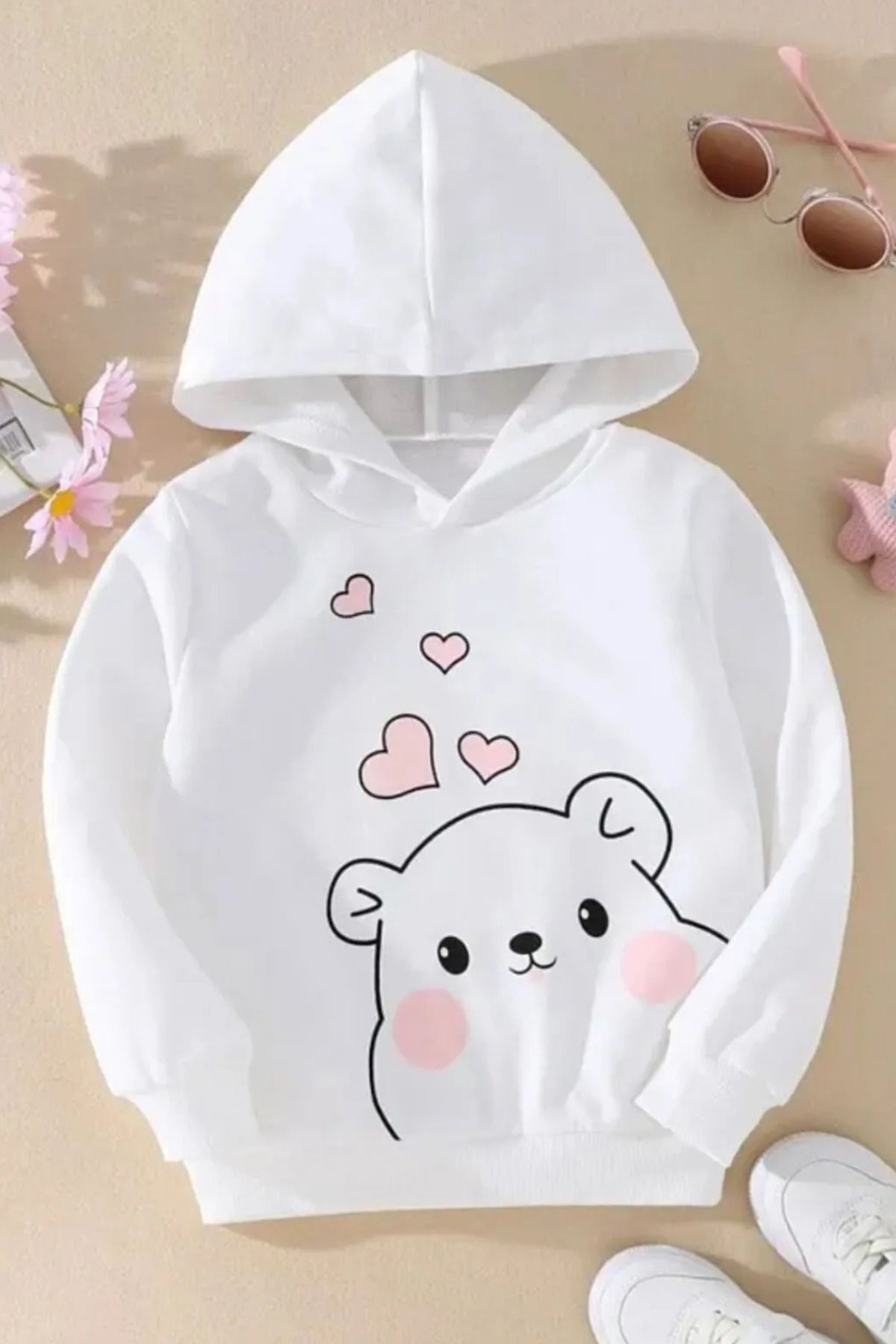 Wish BF Cute Panda baskılı Oversize Unisex Hoodie