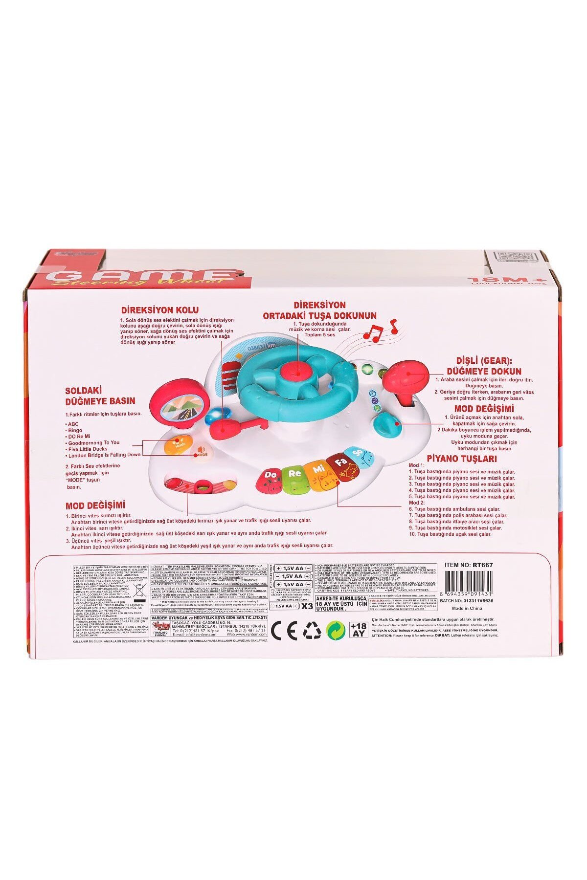 VARDEM OYUNCAK Eğitici Işıklı, Müzikli Bebek Direksiyonu fotoğrafı 4 (önizleme)