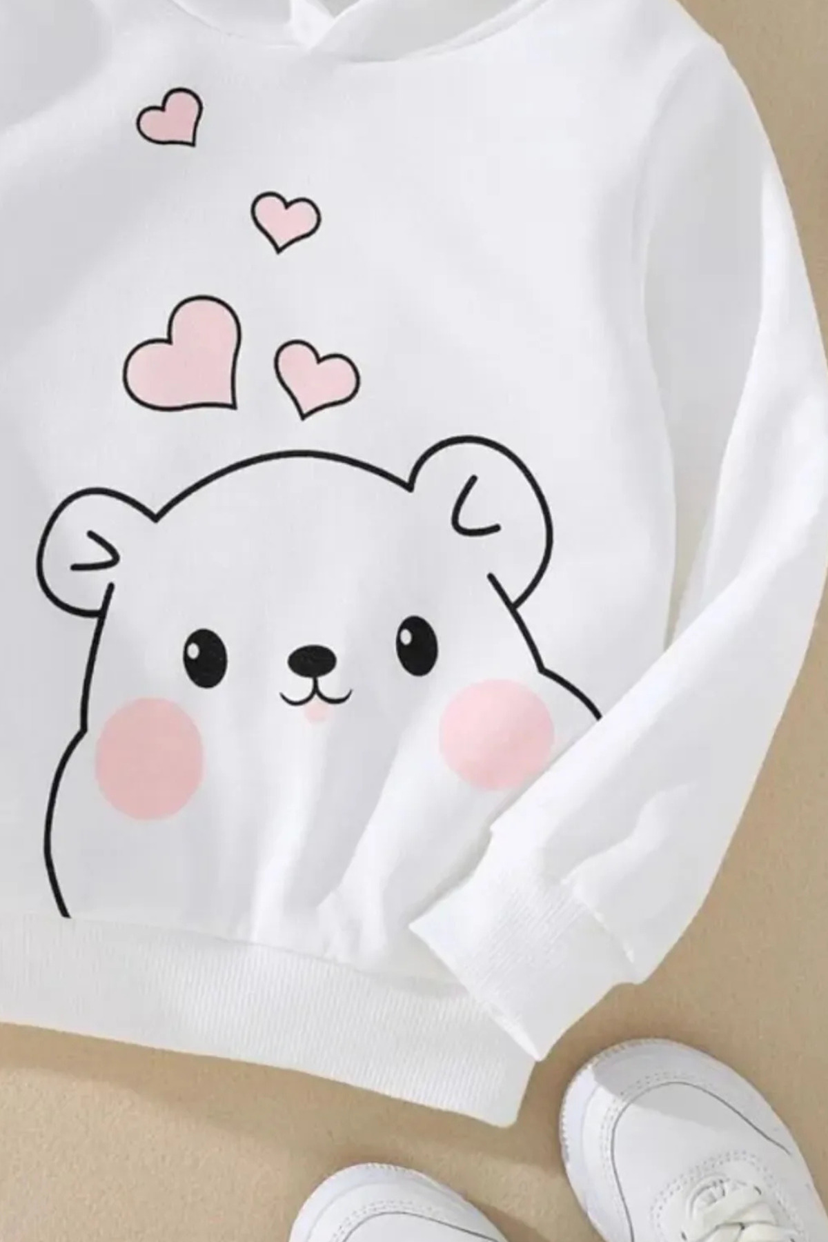 Wish BF Cute Panda baskılı Oversize Unisex Hoodie görsel 2