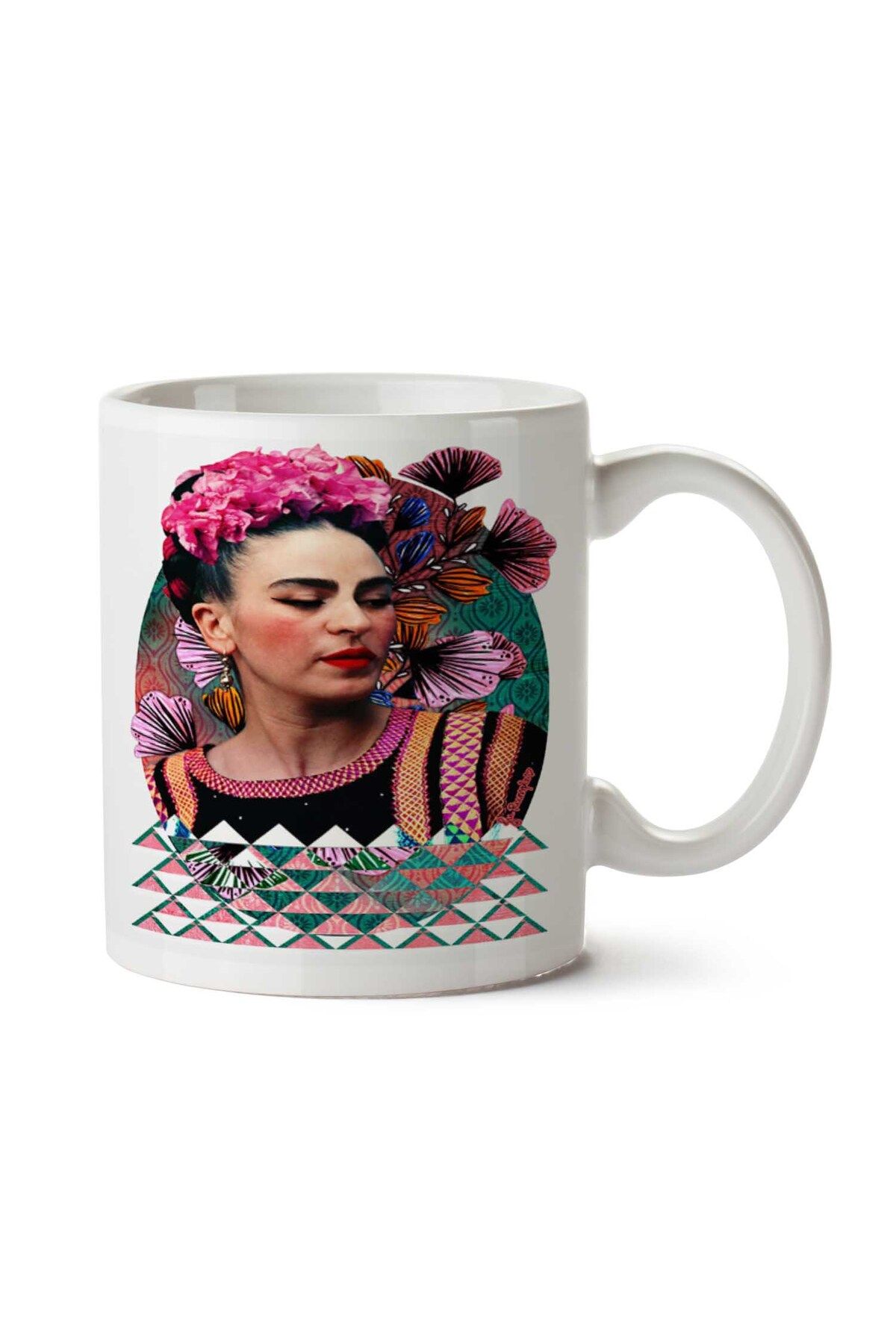 ART HEDİYE Flowery Frida iki Tarafı Baskılı Kupa Bardak