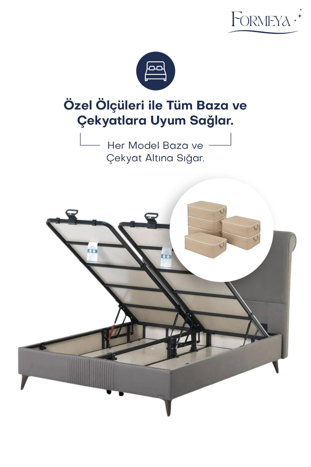 Formeya-6 barna ágy - nagy méretű, többcélú tároló 64x45x22 cm 2