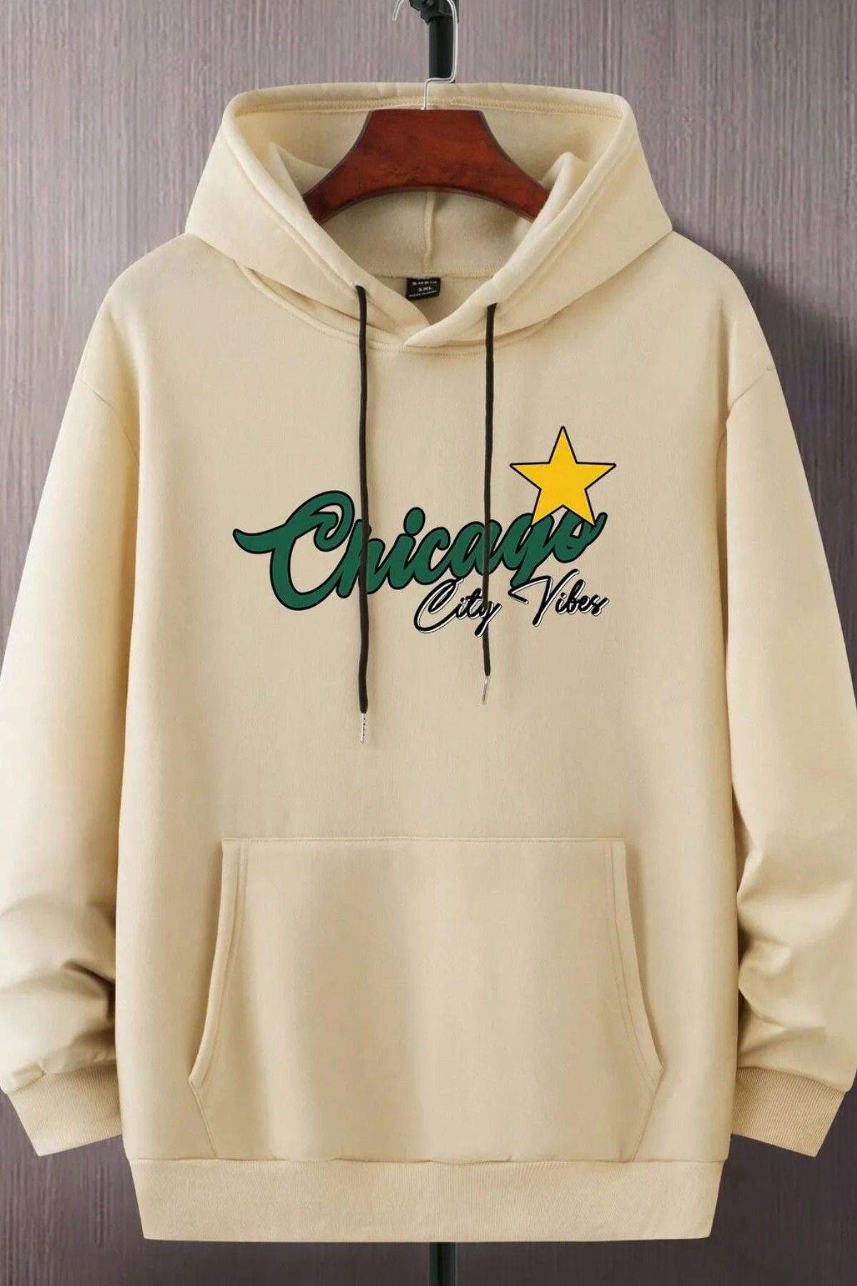 Wish BF chicago city yites ön baskılı oversize kapşonlu sweatshirt hoodie