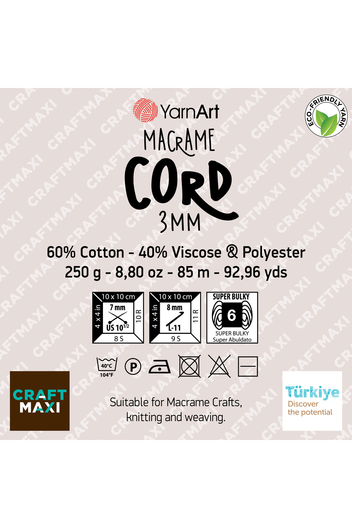 Yarnart-Macrame Cord 3 Mm - Macrame Hand Knitting Thread Brown-769 2