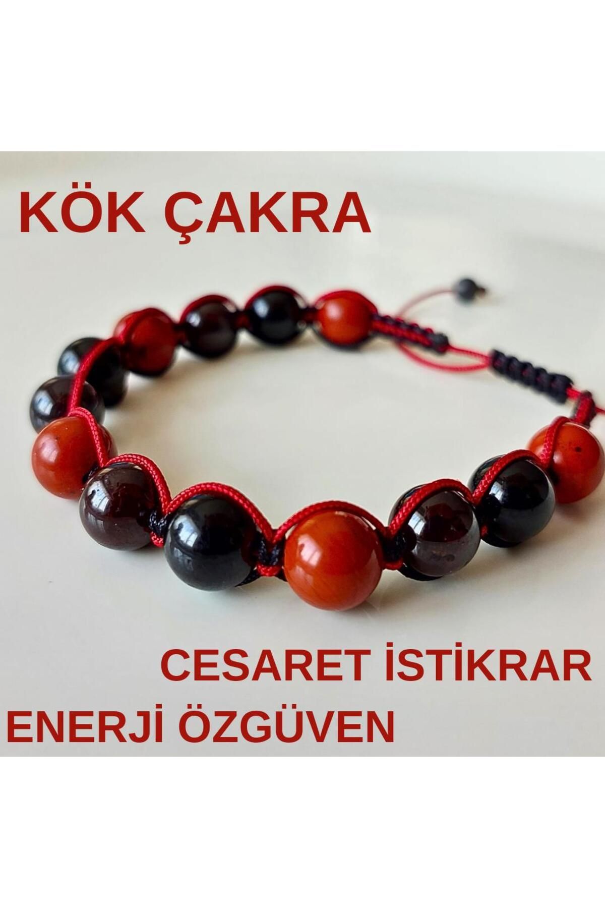 GİZEMLİ DOĞAL TAŞ Gizemli Doğaltaş Kök Çakra Bilekliği  Cesaret Özgüven Lal Granat Jasper Obsidyen Uyku Düzeni Korku P