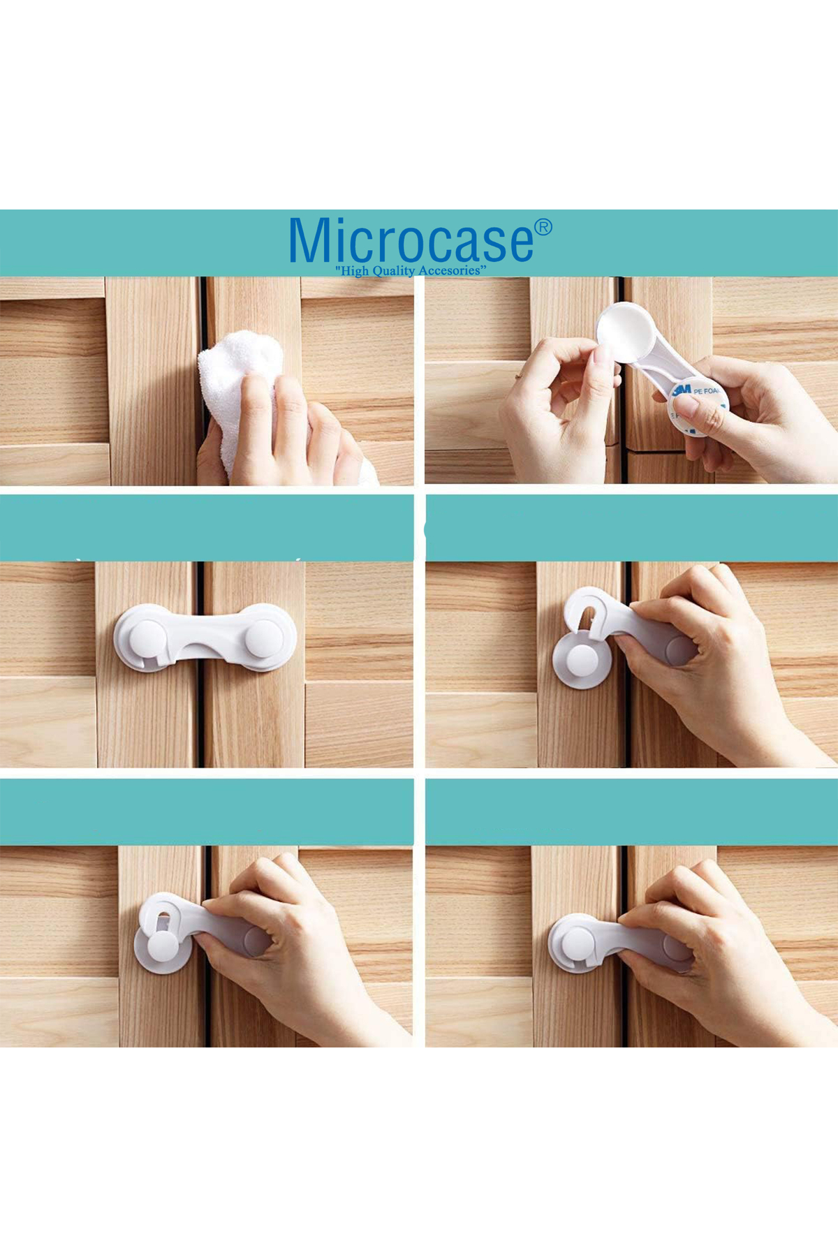 Microcase Plastik Kendinden Yapışkanlı Bebek Eşya Pencere Dolap Kapı Çekmece Kilidi -AL4540 4 Adet fotoğrafı 7 (önizleme)