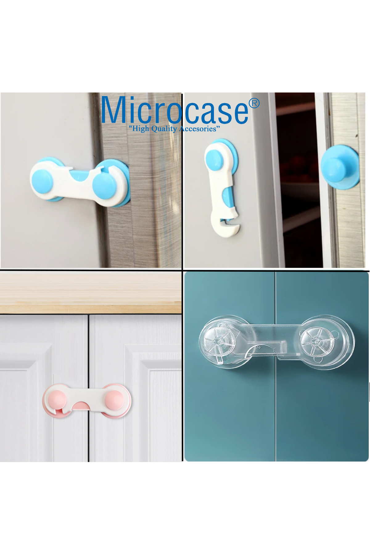 Microcase Plastik Kendinden Yapışkanlı Bebek Eşya Pencere Dolap Kapı Çekmece Kilidi -AL4540 4 Adet fotoğrafı 4 (önizleme)