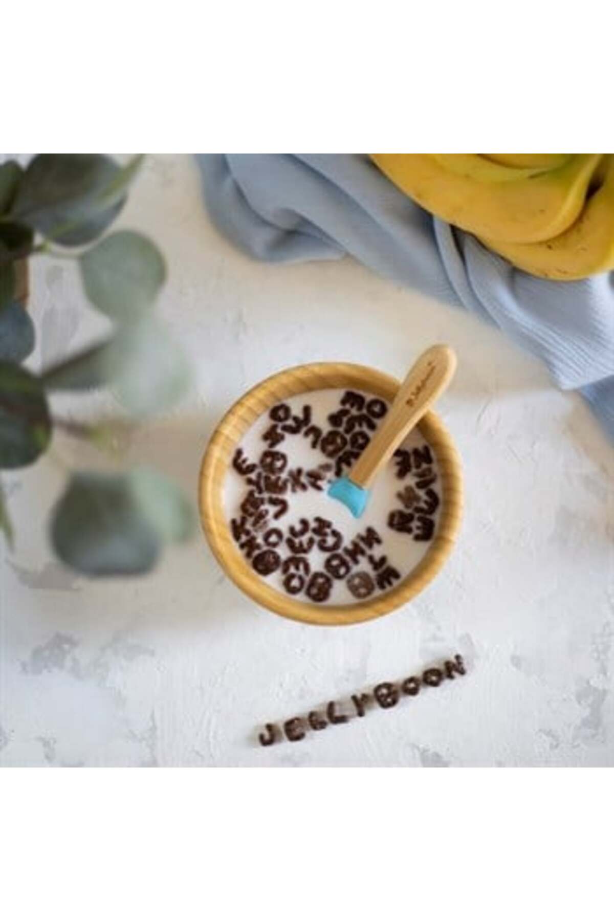 Jellyboon Bambu Yuvarlak Mavi Vakumlu Kase Kaşık Seti fotoğrafı 3 (önizleme)