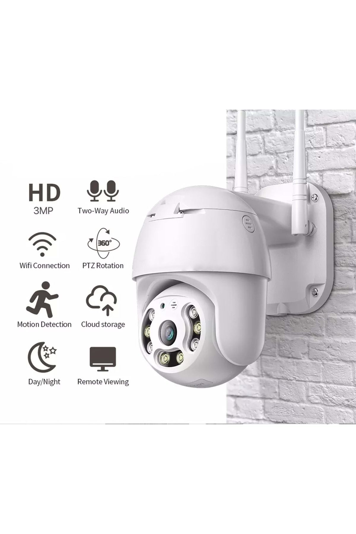 Home 3MP Full HD İnsan takip eden Hareket Bildirimi gönderen Kablolu ve Kablosuz Wifi Güvenlik Kamerası