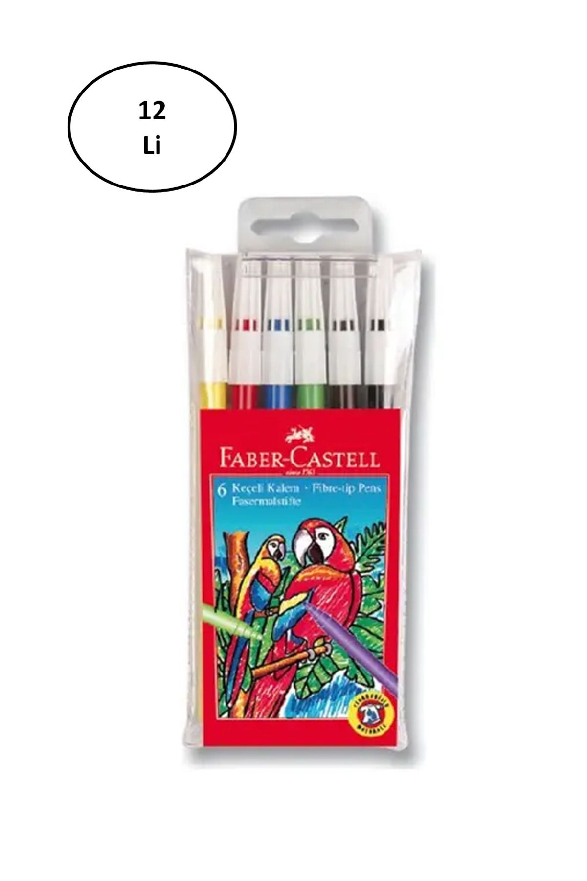 Toptan Bulurum Faber-Castell 5067155106 Yıkanabilir 6 Renk Keçeli Kalem 12'li