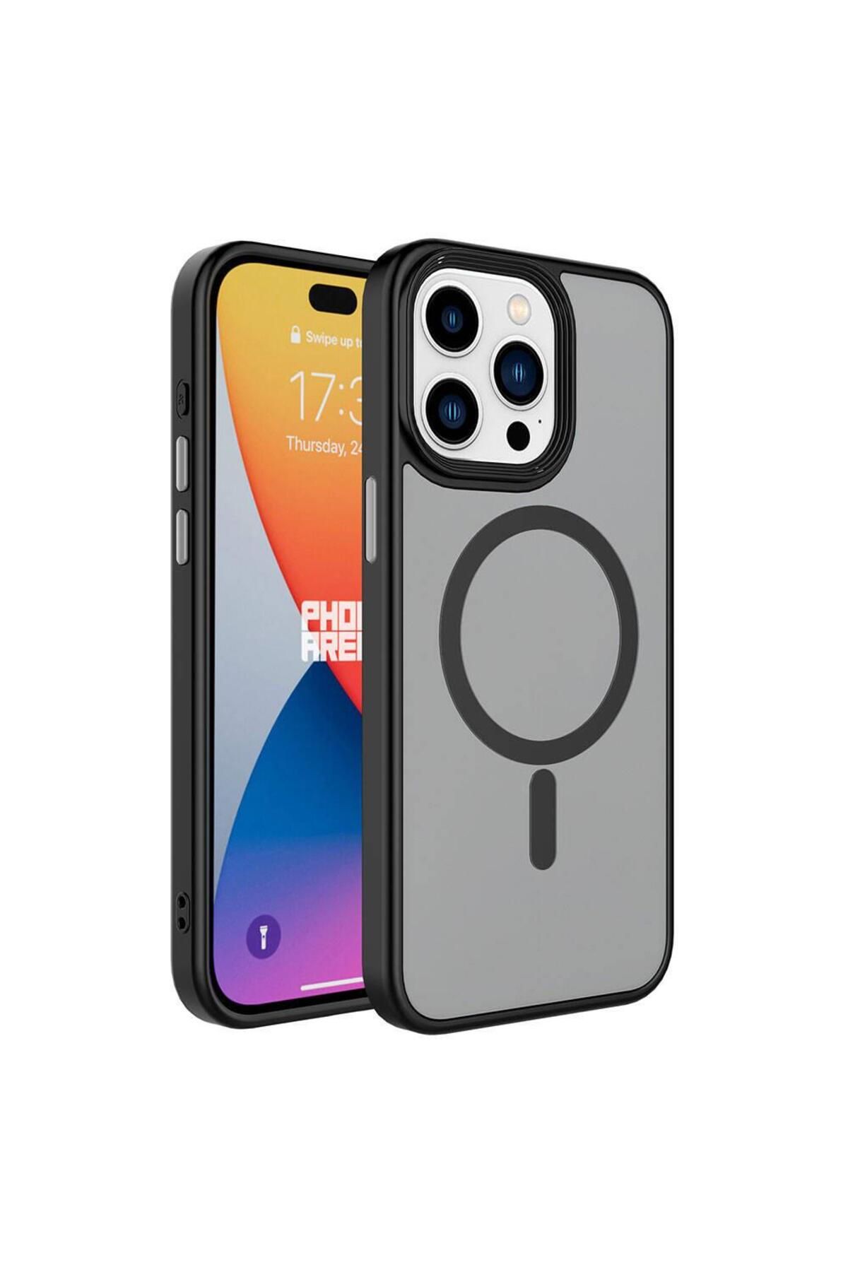 Artoncase iPhone 15 Pro Kılıf Mat Arka Yüzey Magsafe Şarj Özellikli Darbeye Dayanıklı Sert Silikon Kapak