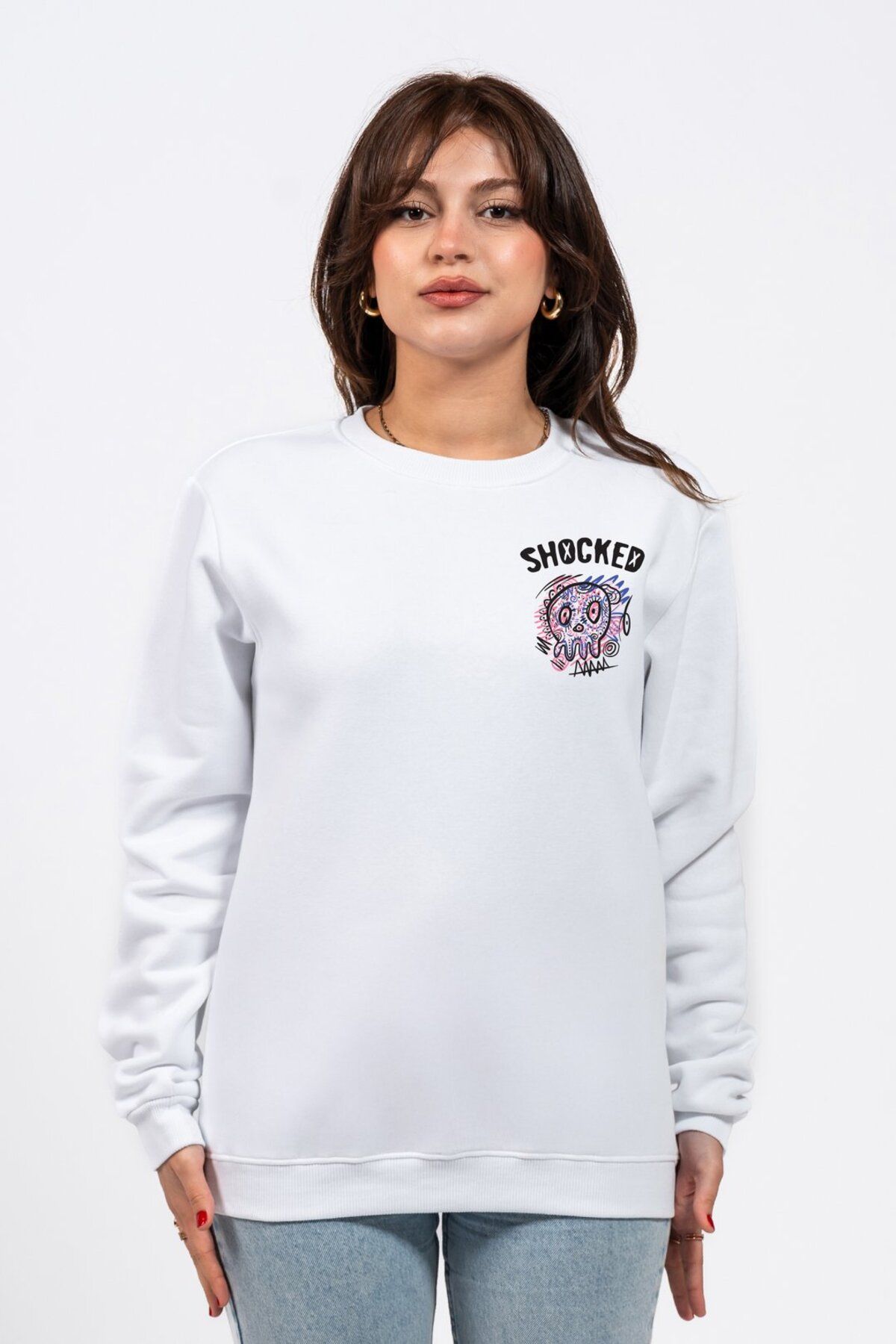 LUMARTA Regular Göğüste Shocked Baskılı Sweatshirt