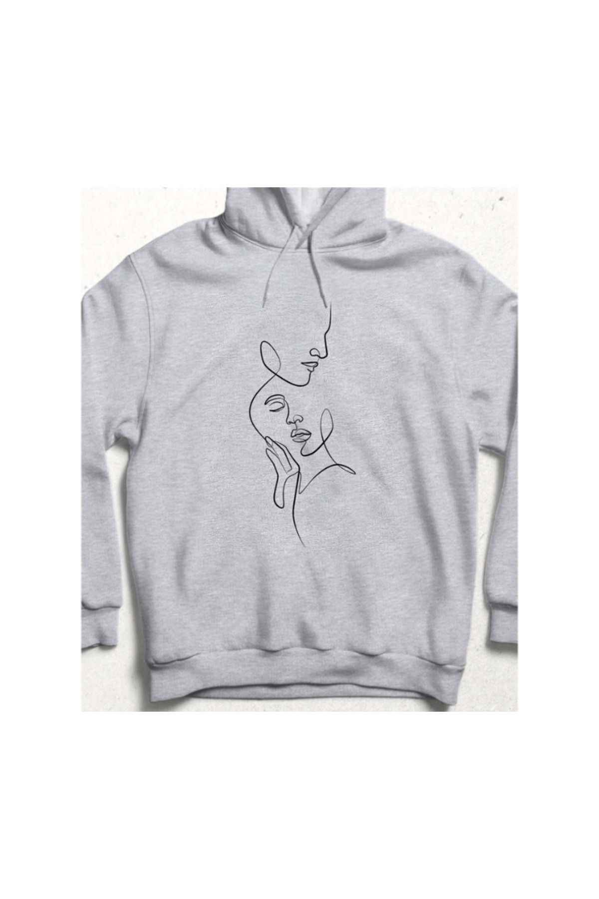 HENA DİZAYN Together is Beautiful: Unisex Love Sweatshirt Gri