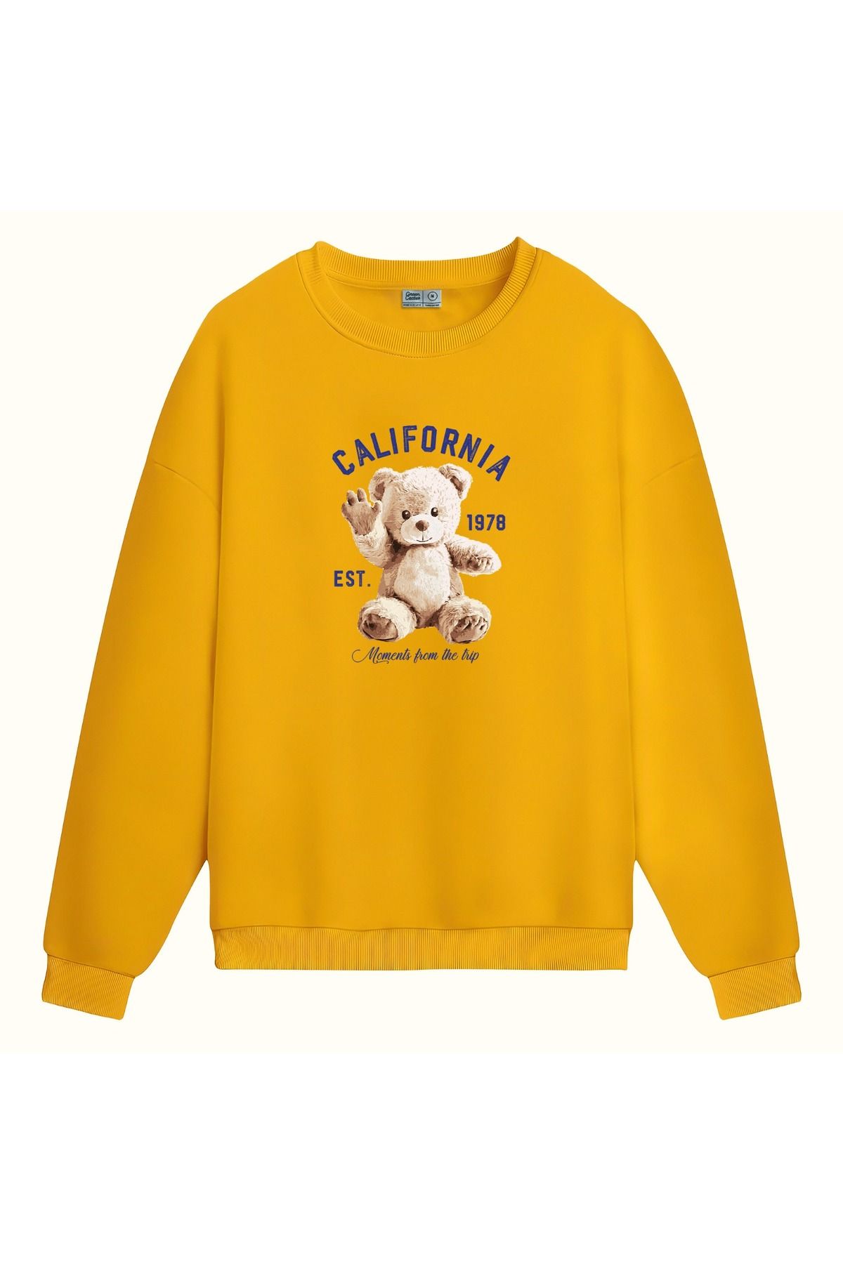 CCwear cute teddy bear baskılı bisiklet yaka sweatshirt