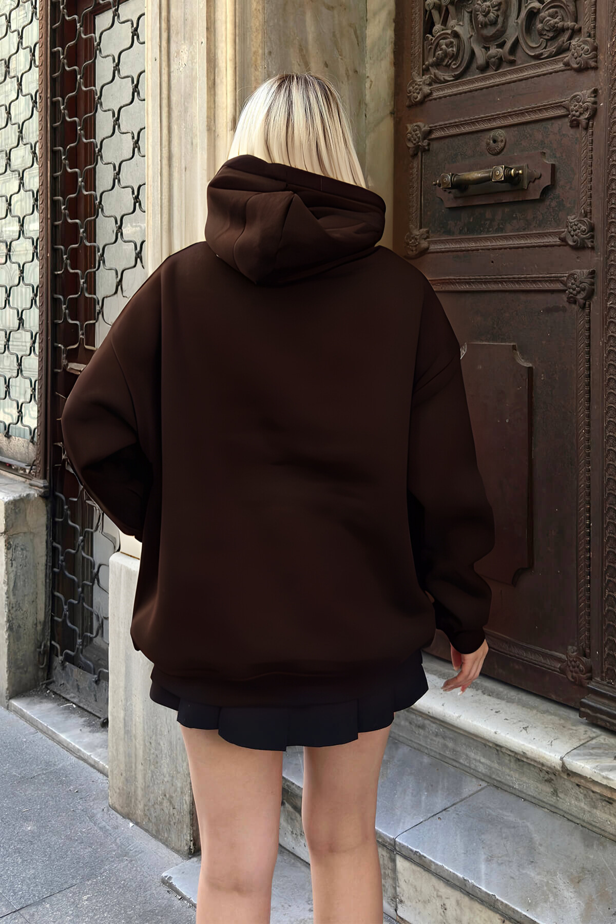 3 iplik Oversize Salaş Hırka — قهوه‌ای CMZHRK-01 — تصویر 2 از 3