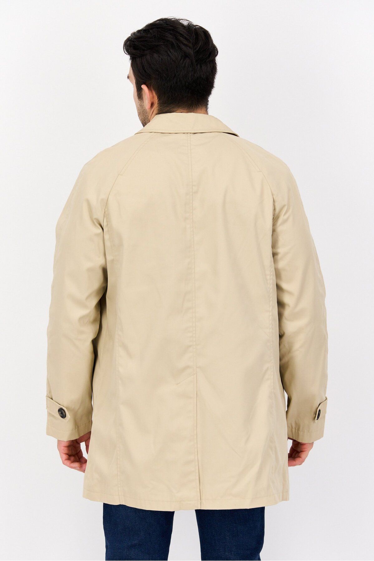 CELIO-Men Solid Trench Coat, Beige 3