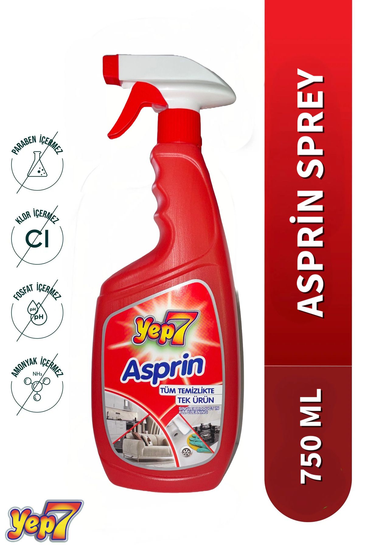 YEP7 ASPRİN ÇOK AMAÇLI TEMİZLİK SPREYİ 750 ML