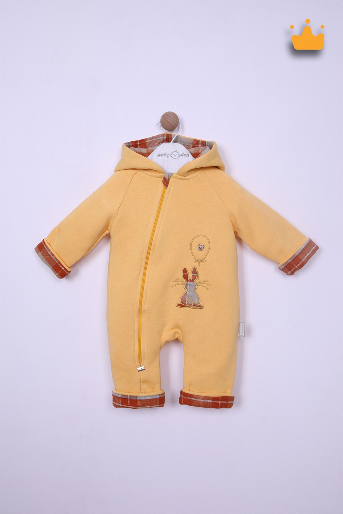 Babydola-0-24 Months 3 Yarn Plaid Lumberjack Transitional Hooded Zippered Baby Girl and Boy Jumpsuit 15322 1