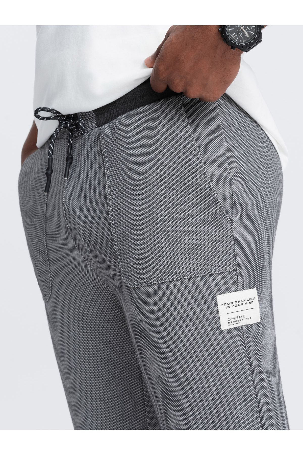 OMBRE-Strukturierte Strick-Jogginghose für Herren - Graphit V5 OM-PASK-0211 XL 3
