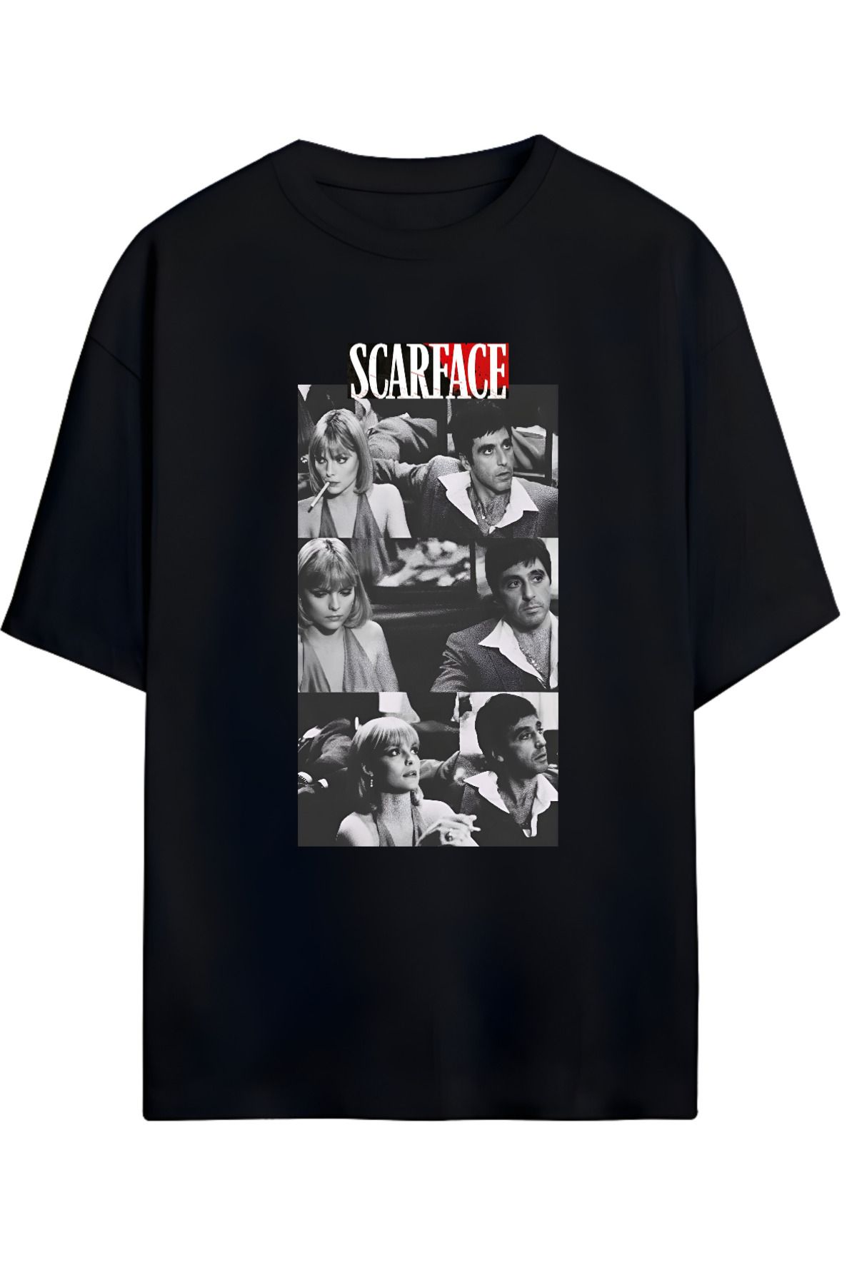 MAGORS SCARFACE ELVIRA TASARIMLI YÜKSEK BASKI KALİTELİ UNISEX YENİ SEZON OVERSIZE PAMUKLU  T-SHIRT