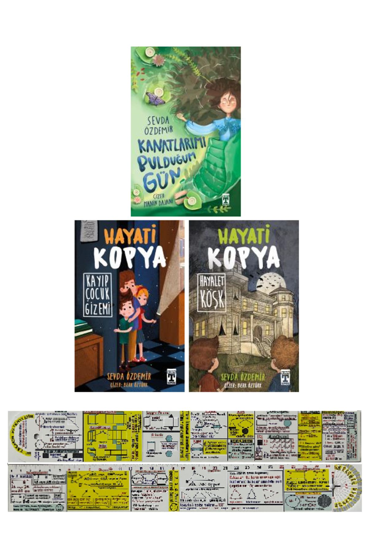 Genç Timaş Sevda Özdemir 3 Kitap Hayati Kopya 1-2 + Kanatlarımı Bulduğum Gün + Mat. Öğreten Cetvel