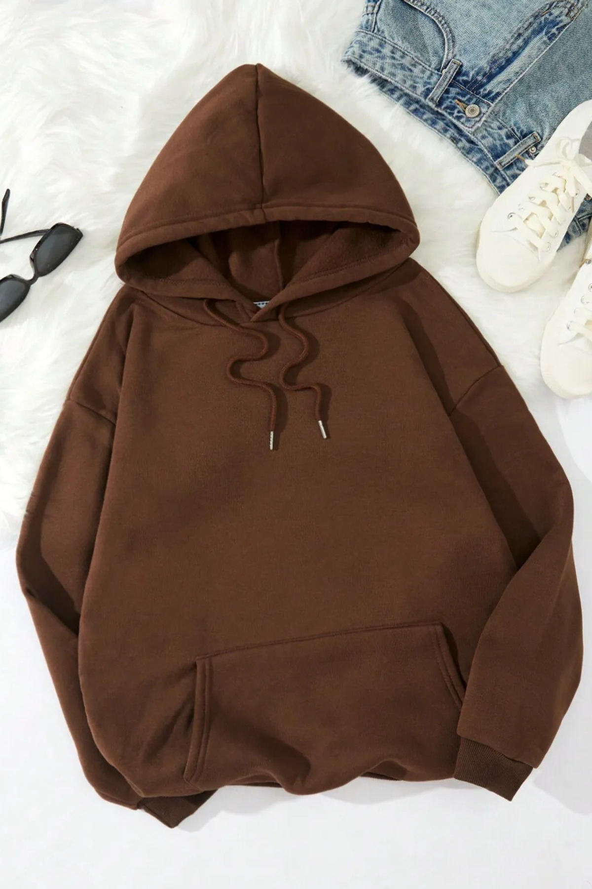 Wish BF Kelebek ve Çiçek Baskılı Kapüşonlu Sweatshirt Hoodie görsel 2