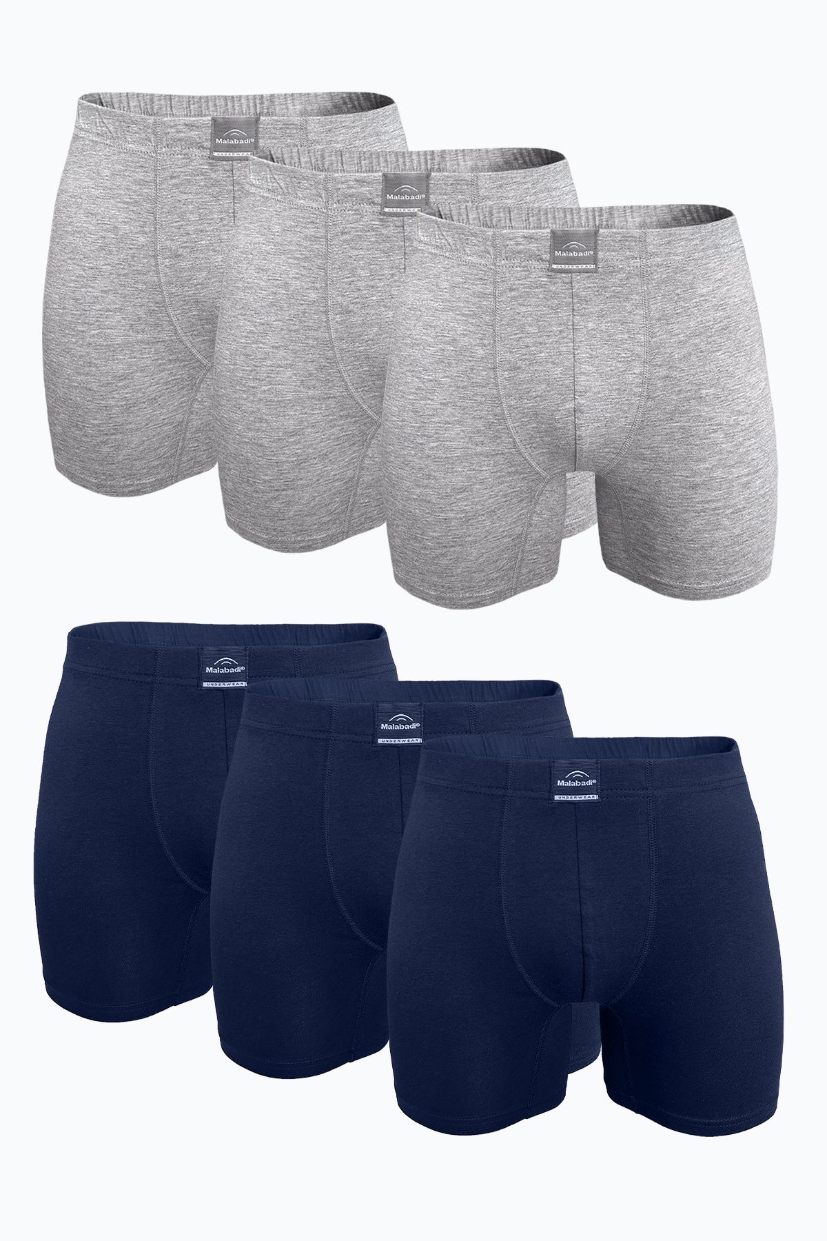 Erkek Gri Lacivert 6 lı Premium Collection Modal Uzun Boxer 6M250