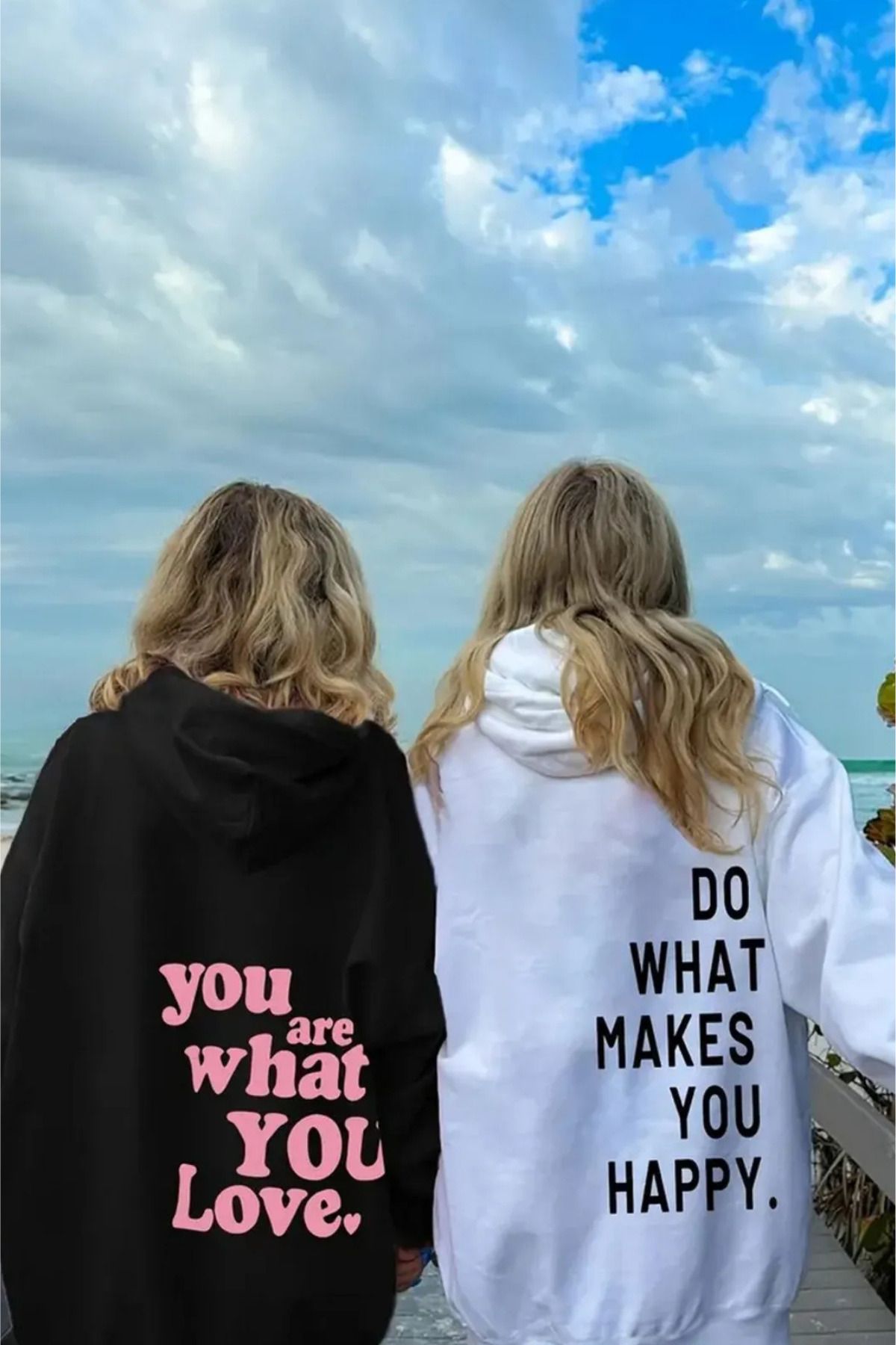 Wish BF Kapşonlu Sweatshirt Çift Sevgili Kombinleri Couple Clothing