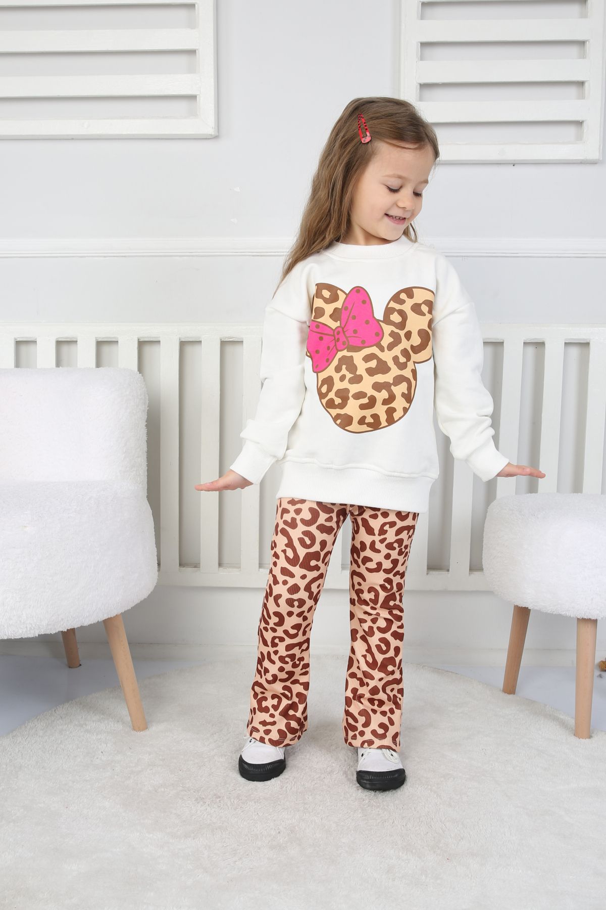 e-çocuk-Leopard Print Girls' Suit 55-555 2