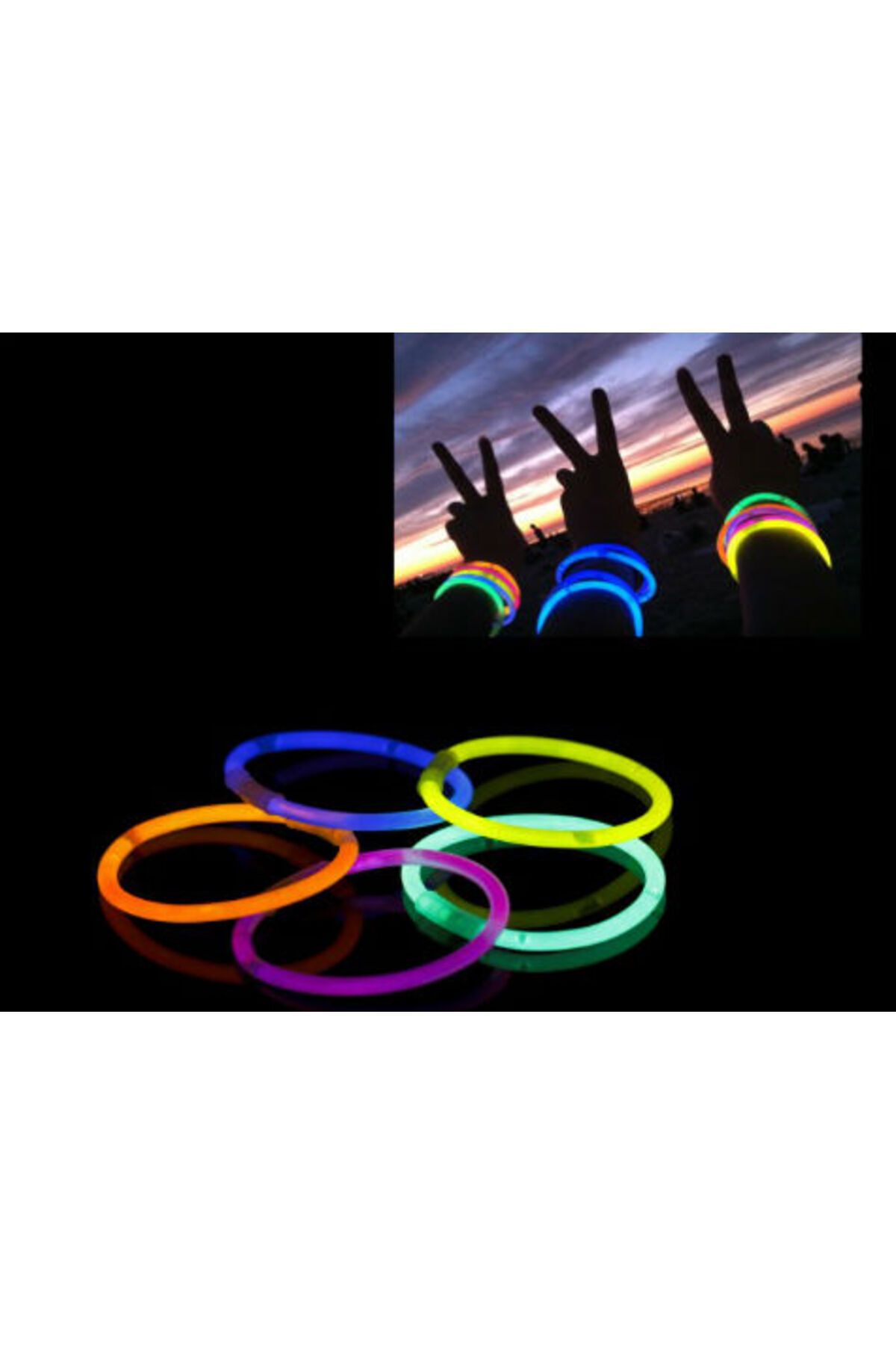 HerEveOyuncak 10 Adett Glow Stick Bracelet Fosforlu Kırılan Çubuk Bileklik (lj)