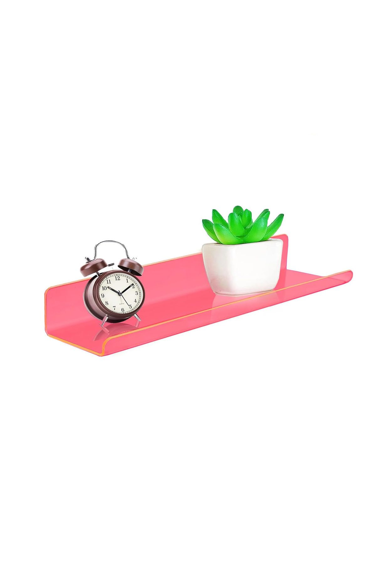 Trend Pleksi Transparan Neon Pembe Duvar Raf (40cm x 10cm)