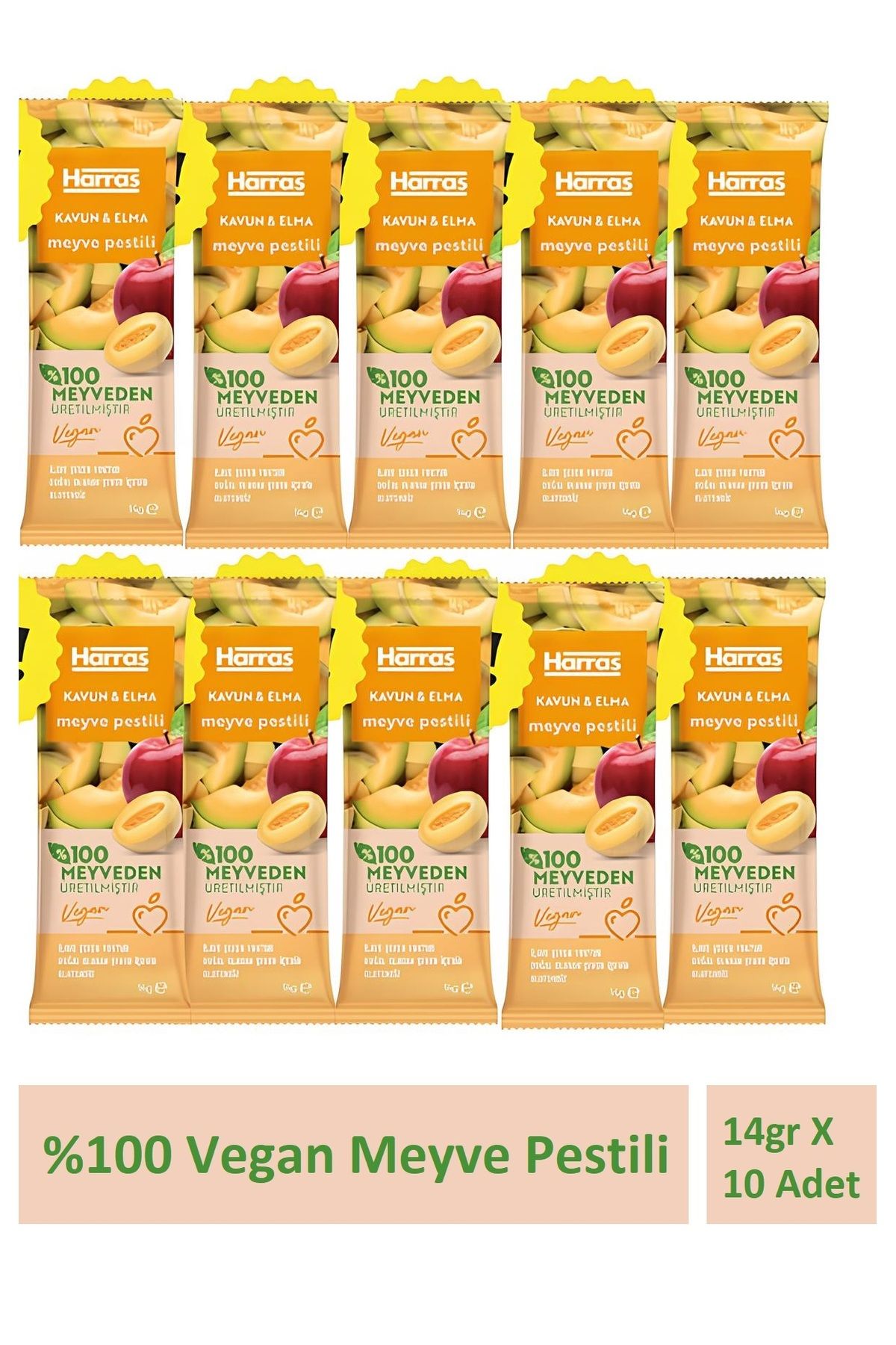 Harras Vegan meyve pestili Ananas Elma Armut 14gr X 10 adet