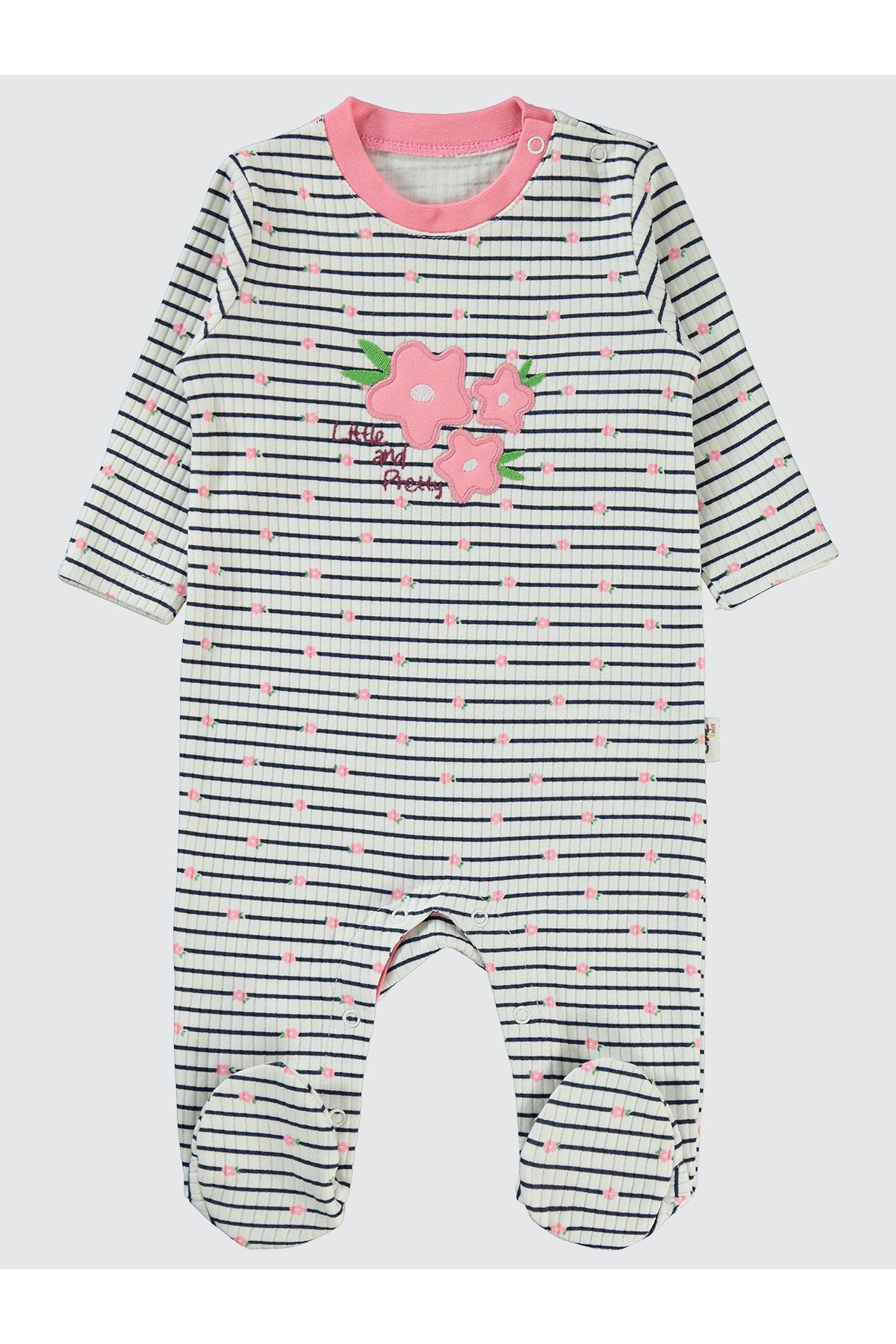 Civil Baby Kız Bebek Patikli Tulum 1-6 Ay Pembe