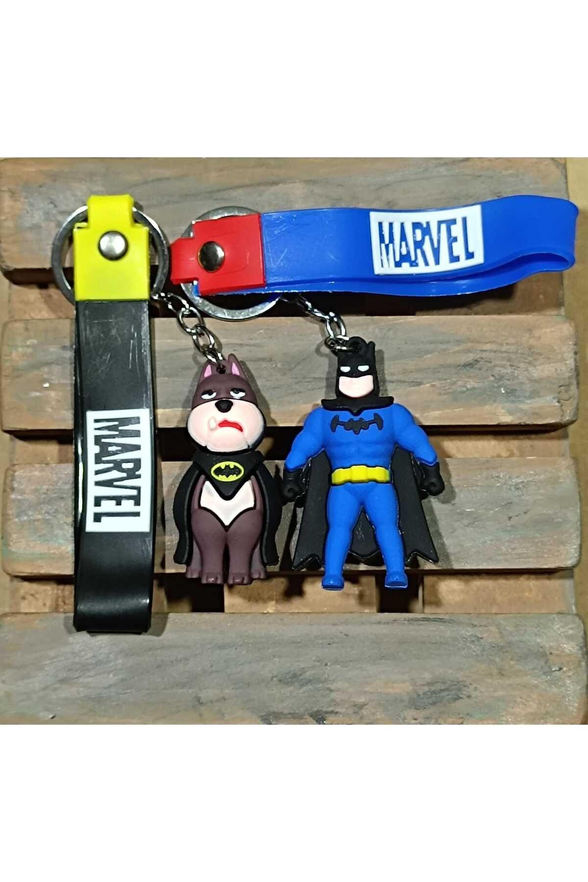 Mugs and love Batman ve köpeği 2 li silikon lüks anahtarlık çanta aksesuar