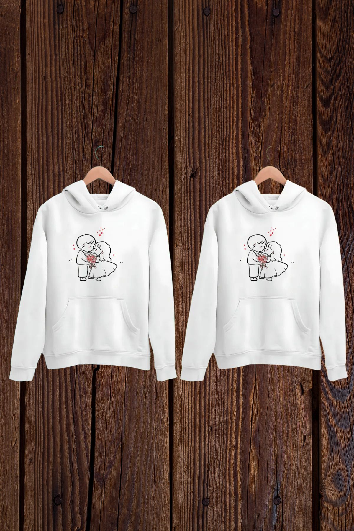 Wish BF Çiçek Çift Sevgililer Günü Erkek Kız Sweatshirt Kadın Unisex Regular Giyim Oversize Sweat Hoodie